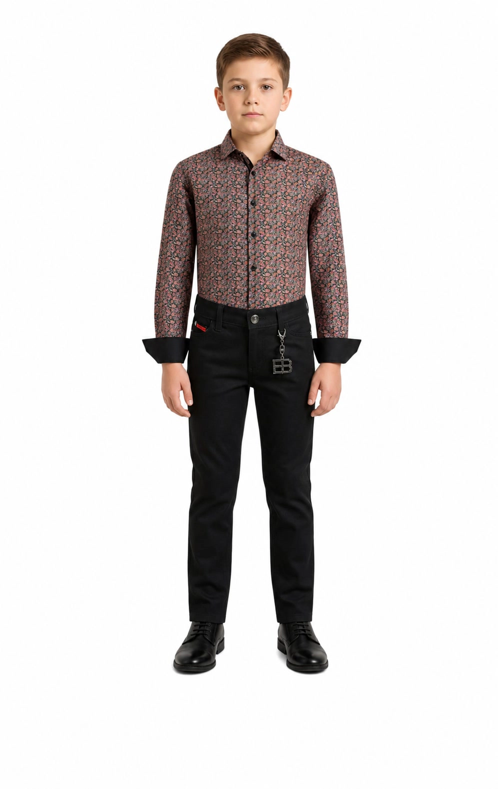 Elie Balleh Boys Slim Fit Paisley Print Shirt