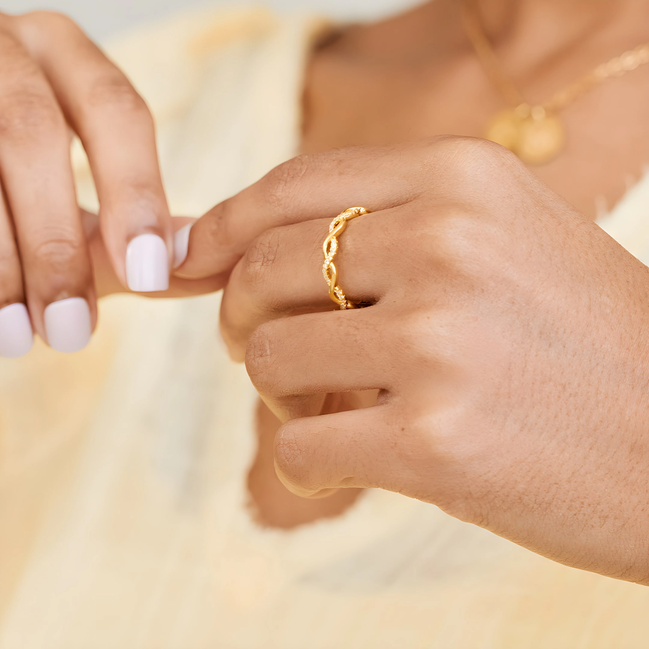 Mint & Lily Women's Dainty Pave Twist Stacking Ring