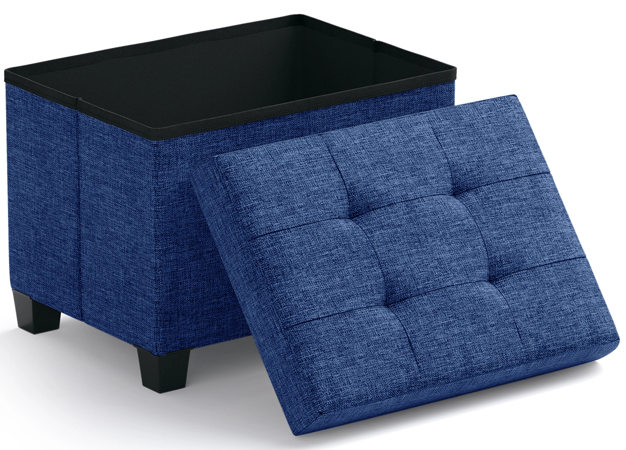 Ornavo Home Small Rectangle Storage Ottoman Foot Stool with Legs - 16" x 12"