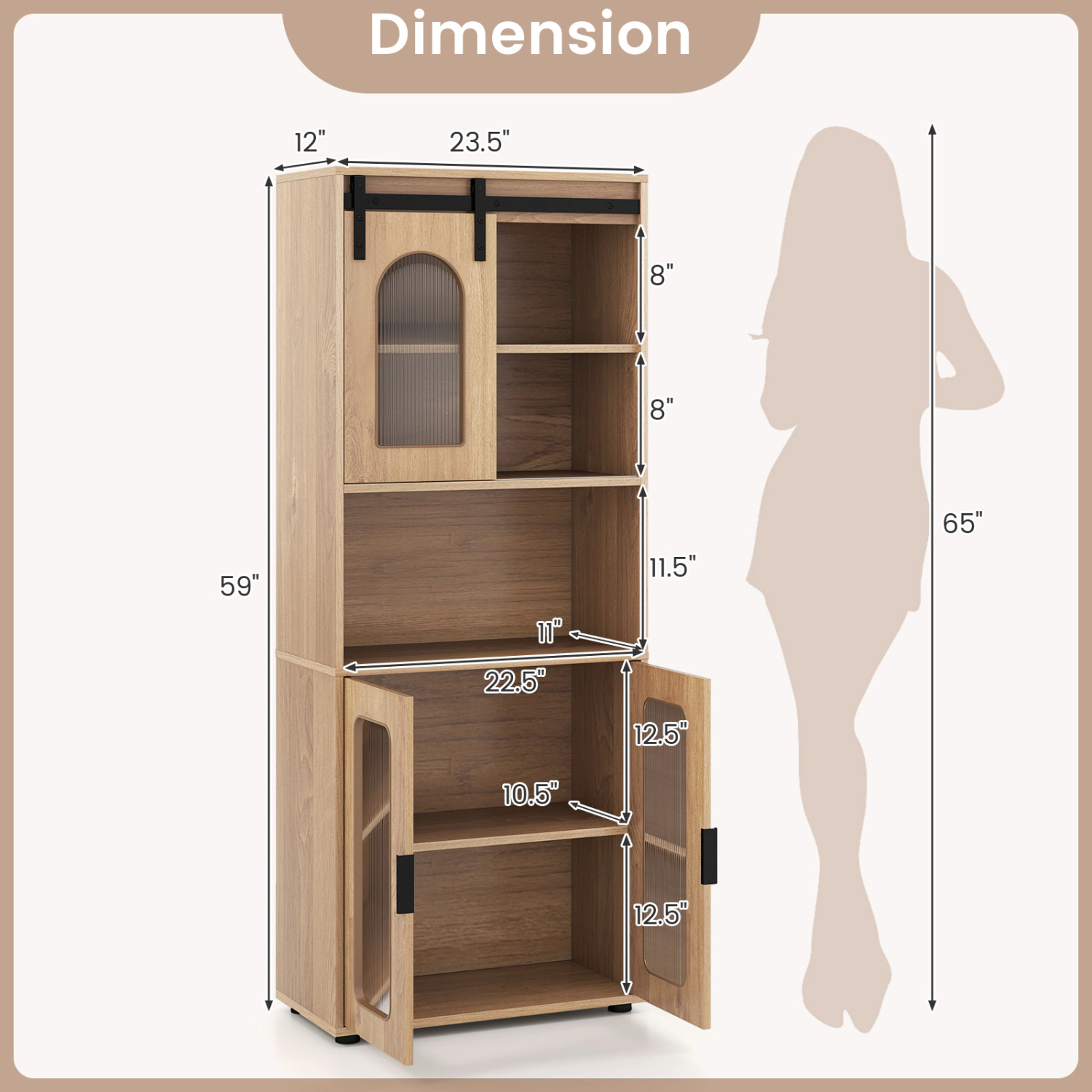 SlickBlue Tall Storage Cabinet with Sliding Barn Door & Double Doors