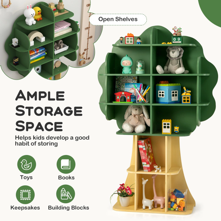 Hivvago Green Kids Bookcase Shelf Toy Storage Organizer with Open Storage Shelves