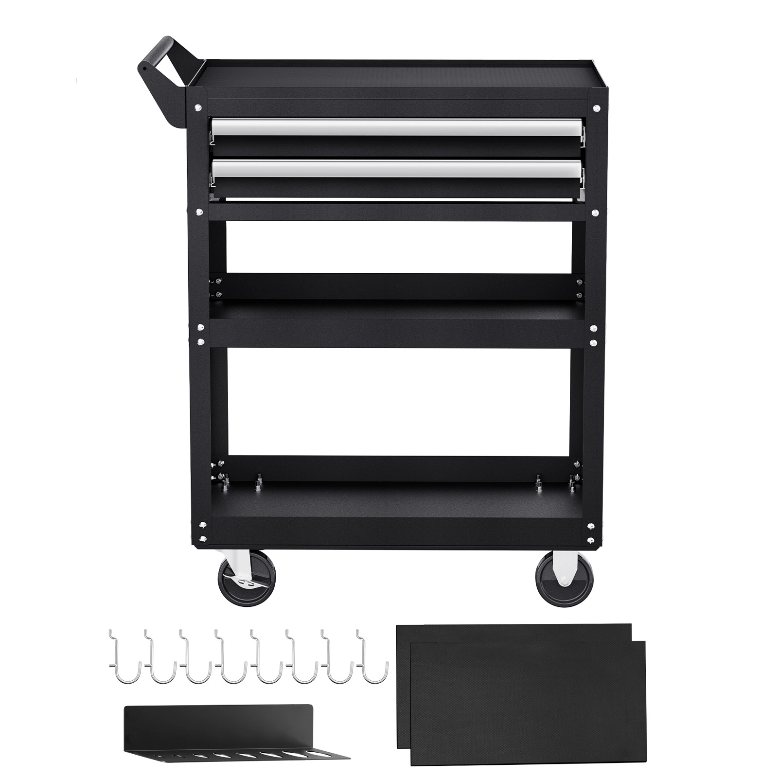 HONGGE Rolling Tool Cart with Wheels, Pegboard, Mechanic Storage Organizer with Locking System for Garage, Warehouse