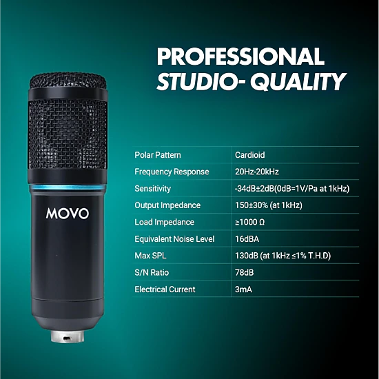 Movo PodPak Podcast Equipment Bundle with Microphone Boom Arm and Pop Filter