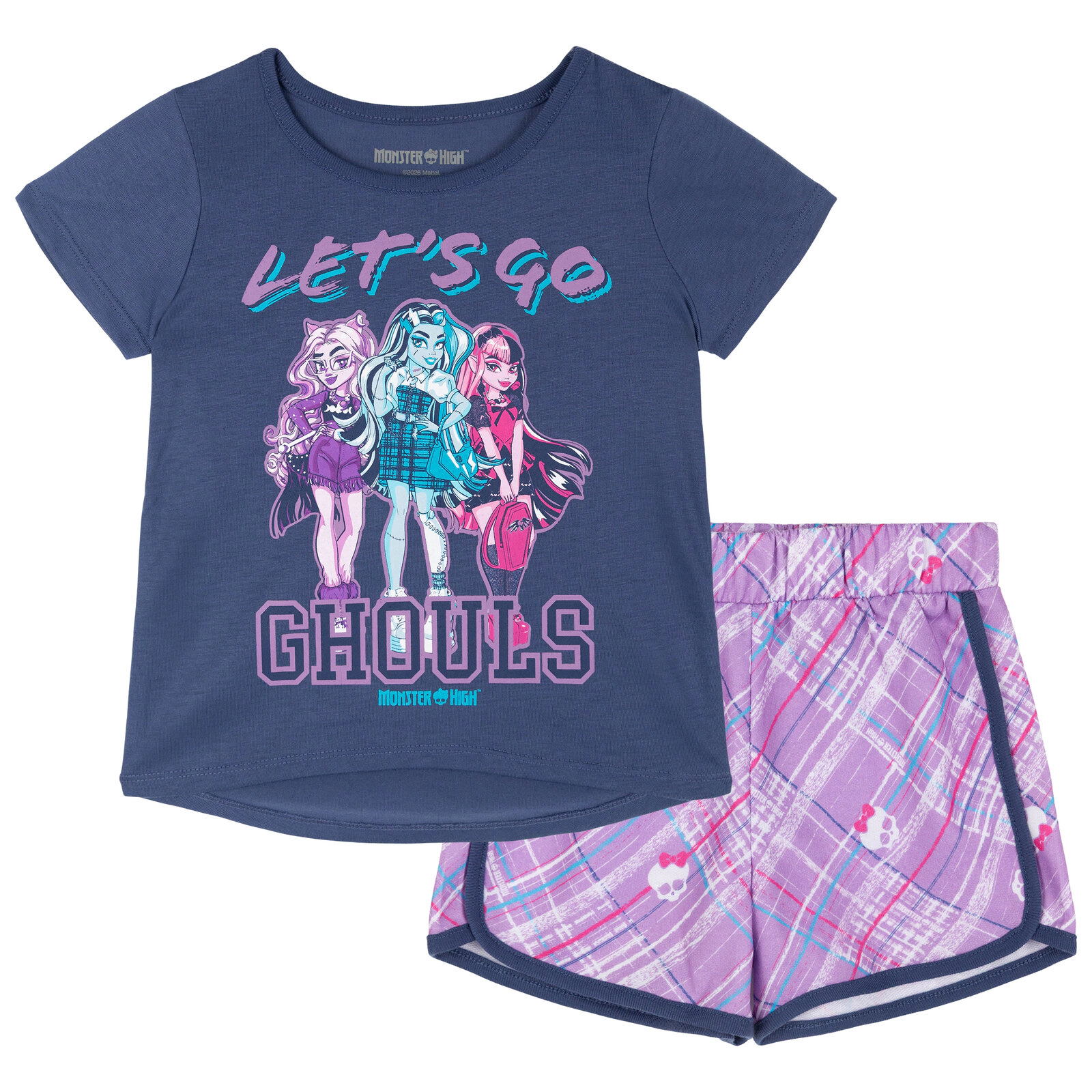 Monster High Girls' 2-Piece Tee and Dolphin Shorts Set