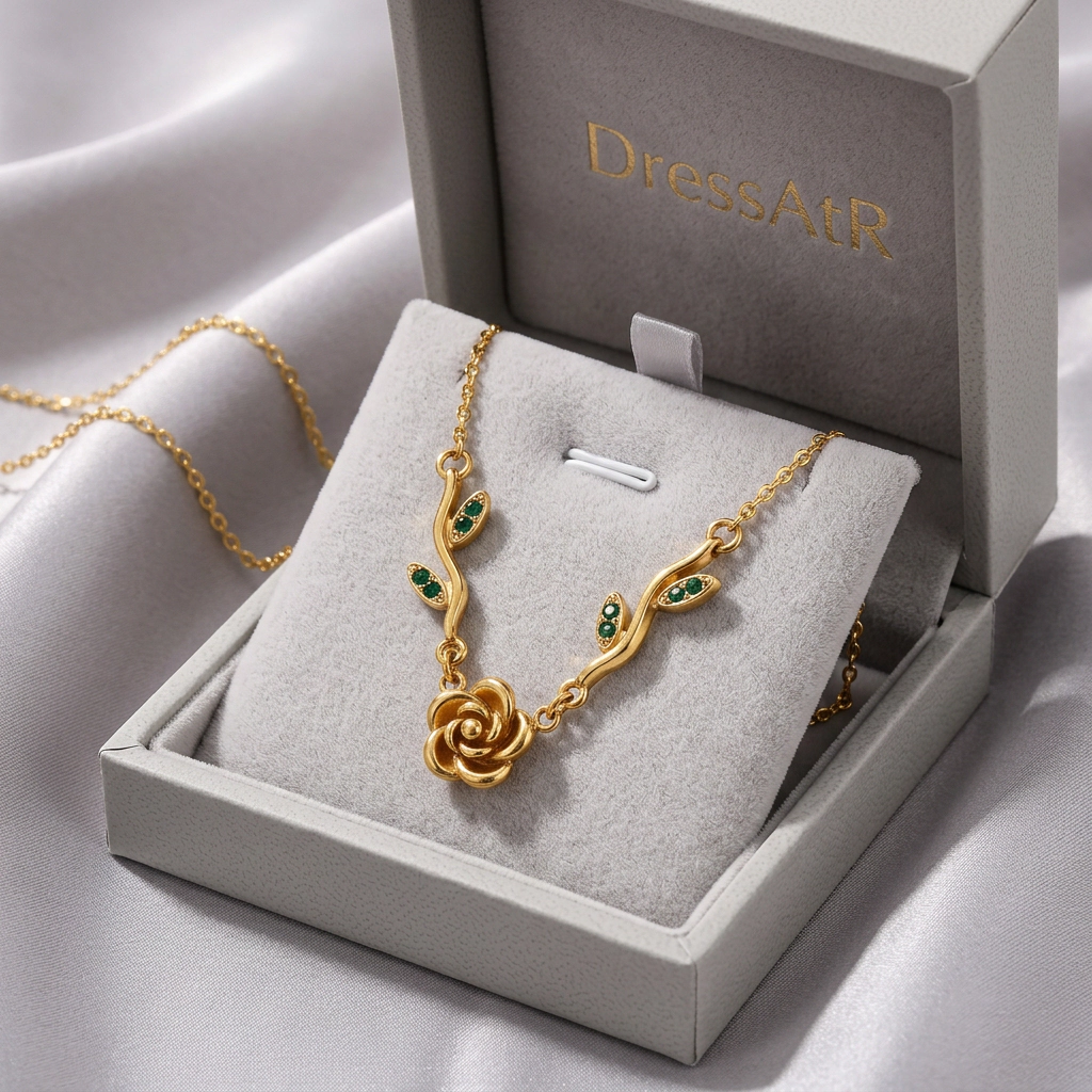 DressAtR Women’s Sweet Blossom 18K Gold Plated Necklace