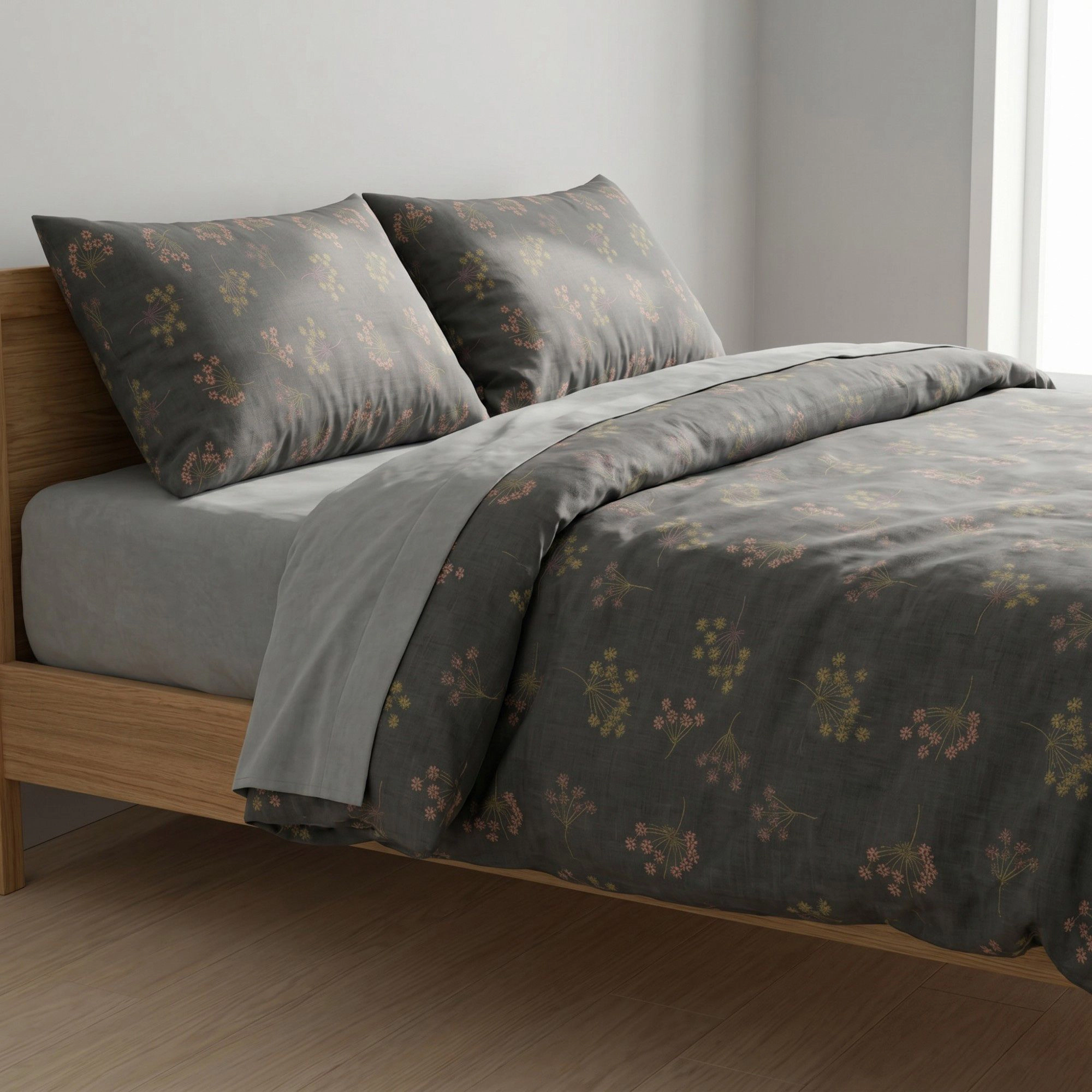 Alilang Unisex 4-Piece Bedding Set with Floral Print Duvet Cover, Coordinating Pillowcases, and Flat Sheet for a Cozy Be