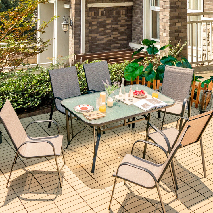 Hivvago 7-Piece Patio Dining Set With 6 Stackable Chairs