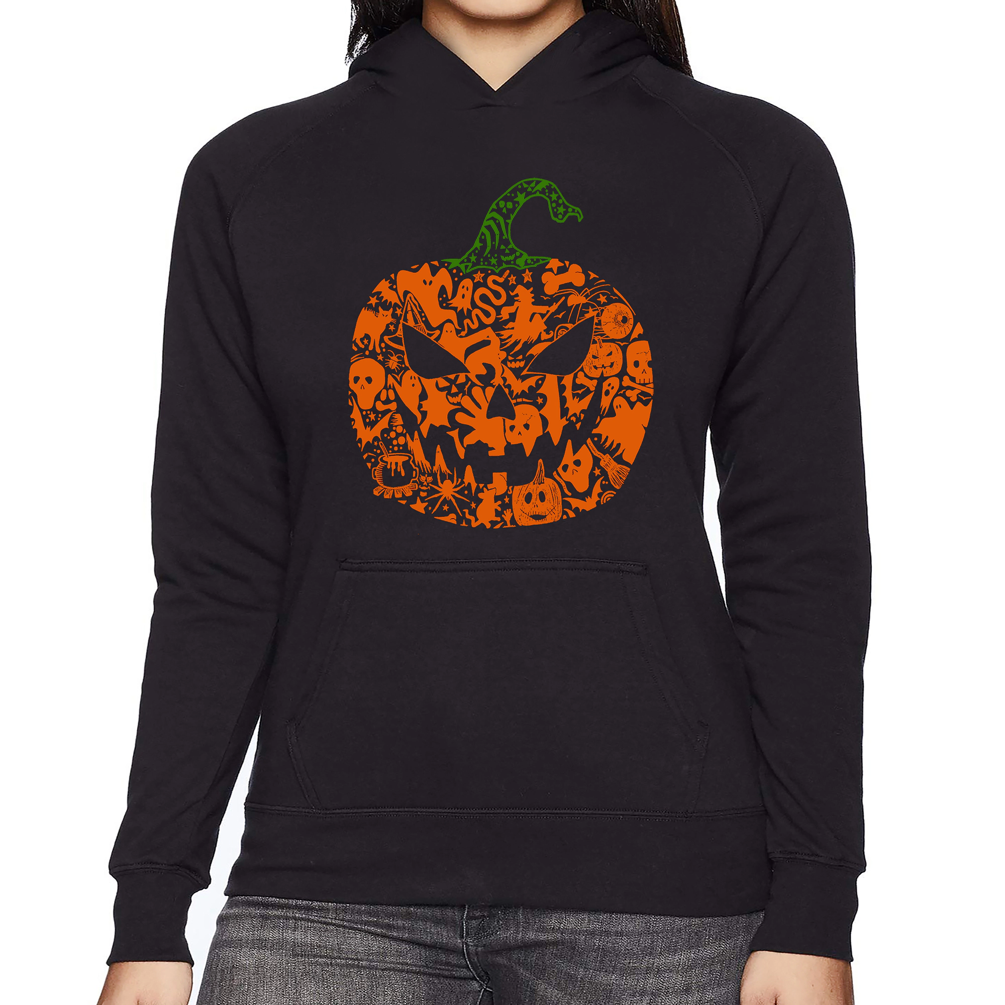 LA Pop Art Halloween Pumpkin - Women's Word Hooded Sweatshirt
