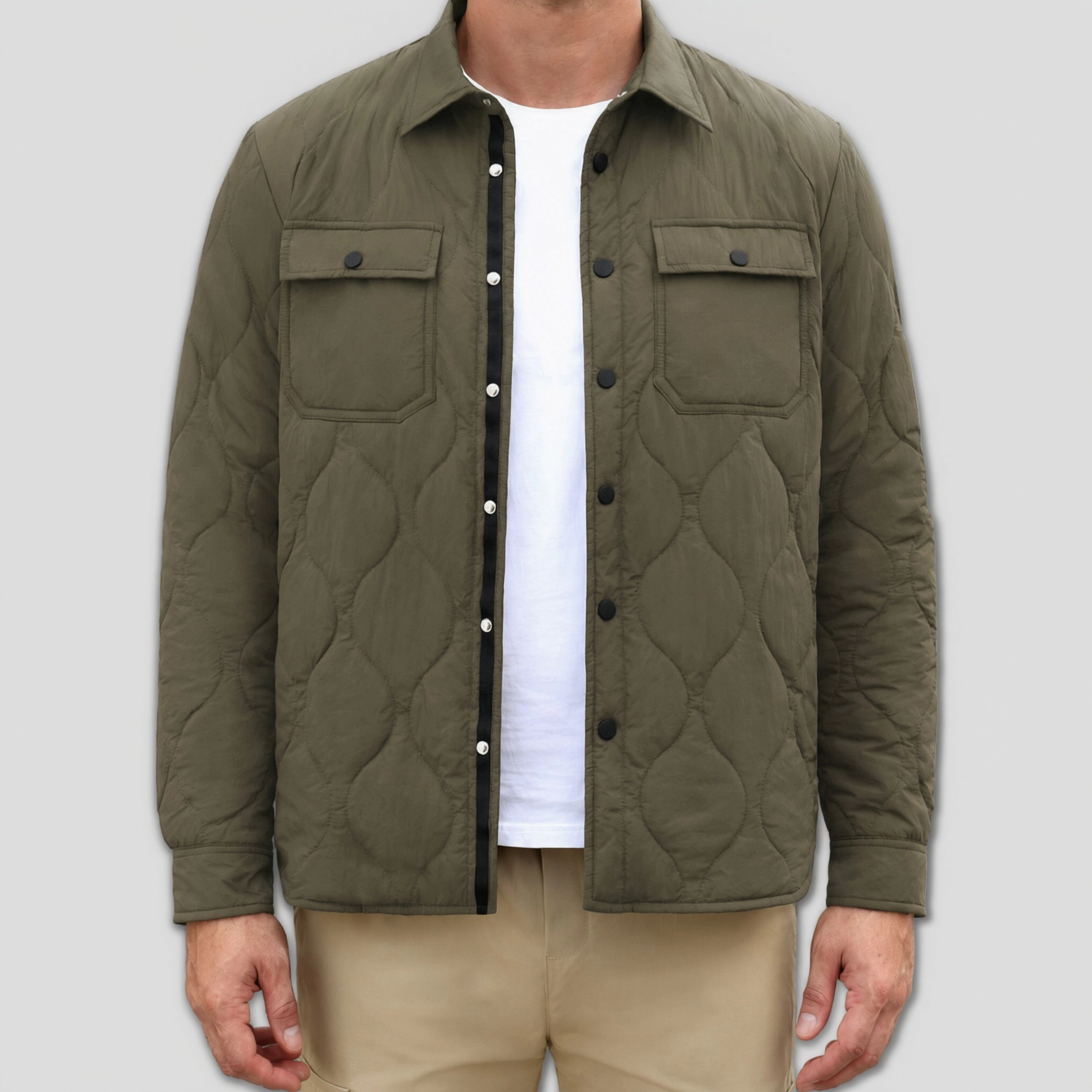 COOFANDY Men's Quilted Snap Button Puffer Jacket with Pockets