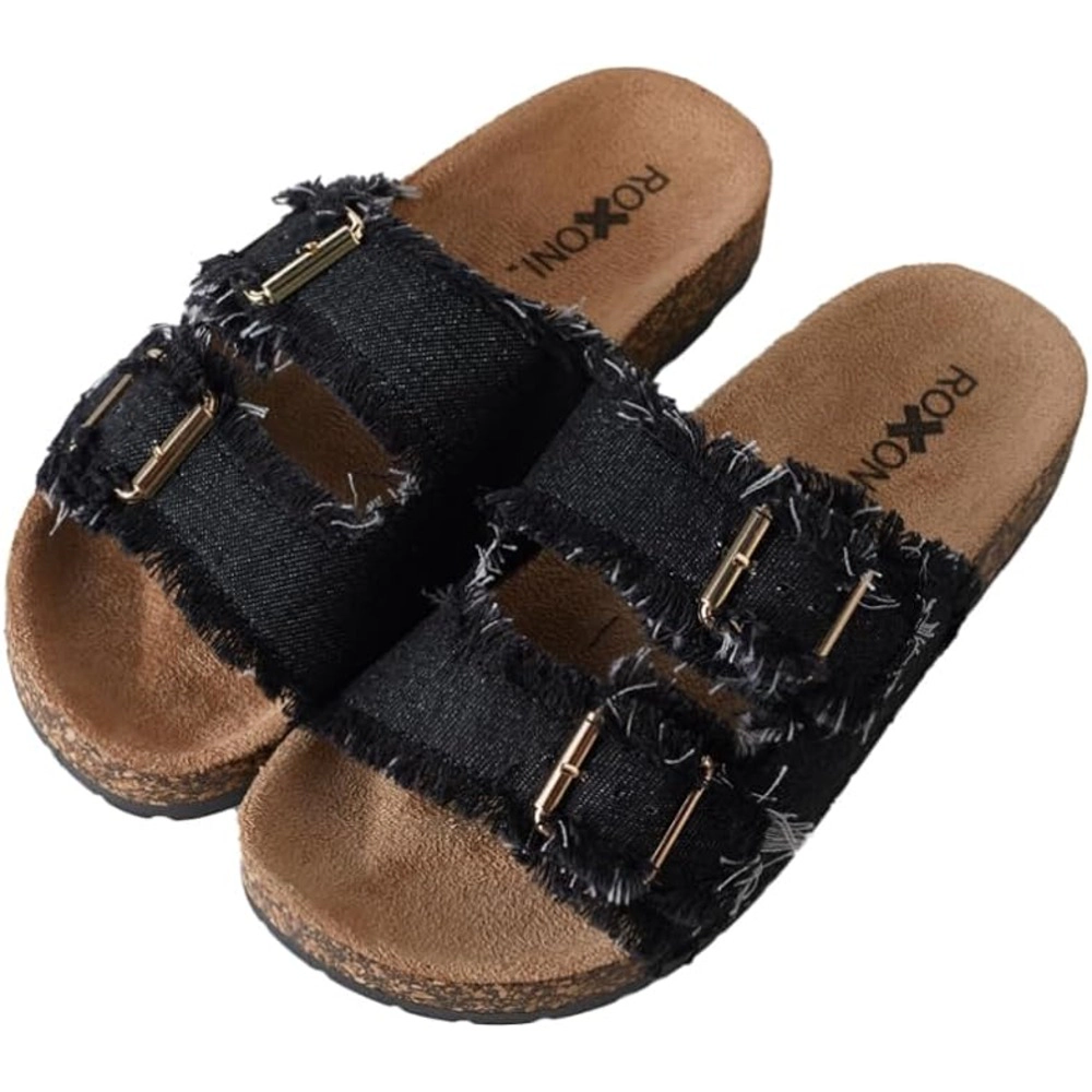 Roxoni Women's Adjustable Double Buckle Slide Sandals