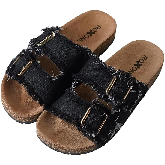 Roxoni Women's Adjustable Double Buckle Slide Sandals