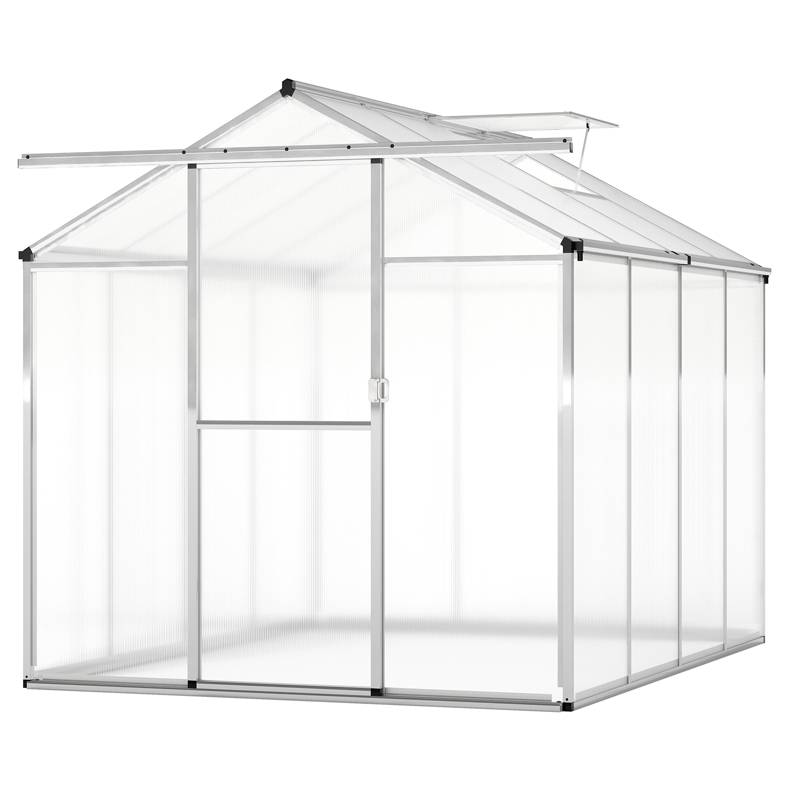 SUGIFT 6-ft x 8-ft Walk-In Polycarbonate Greenhouse with Aluminum Frame Rain Gutters and Roof Vent
