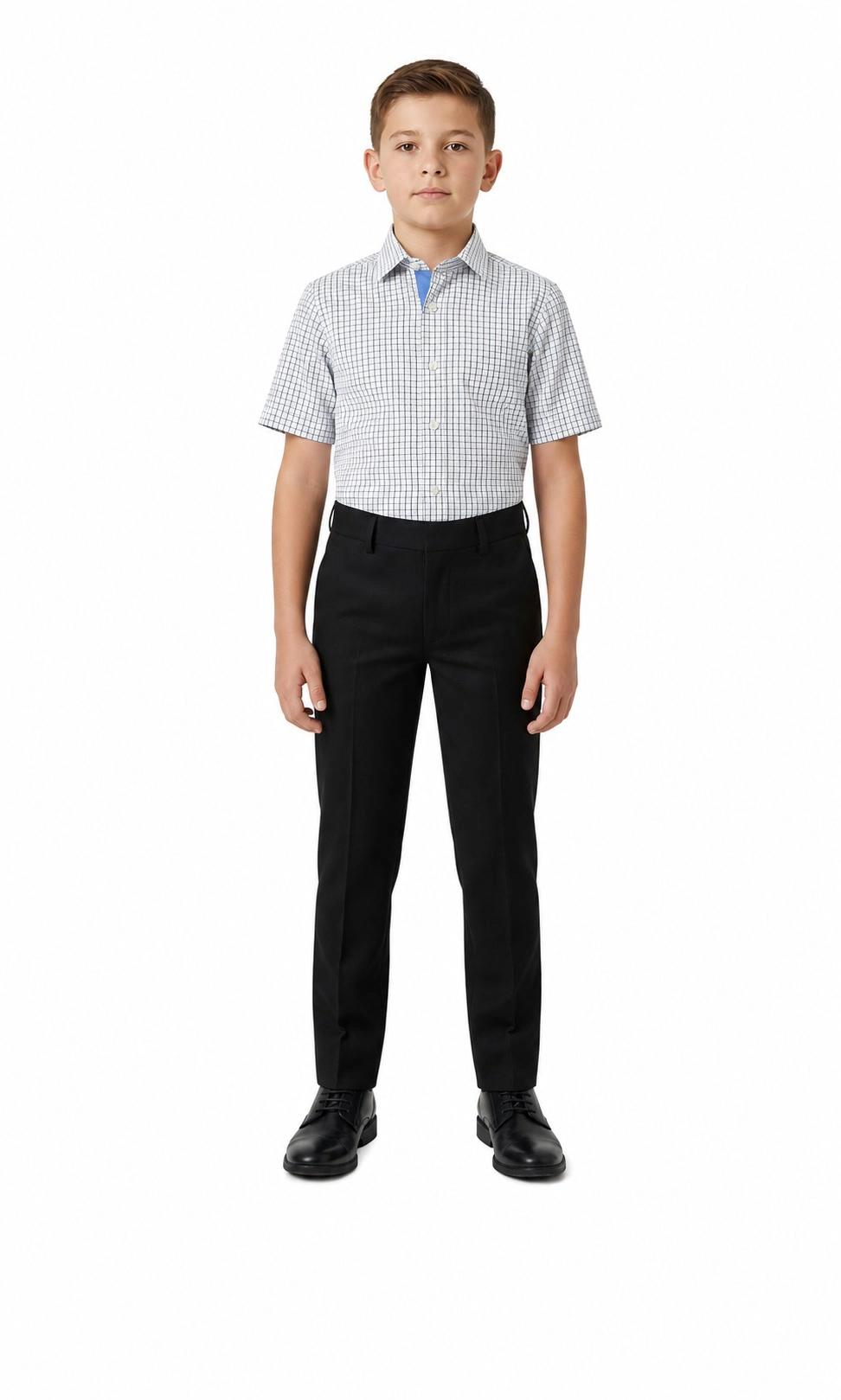 Elie Balleh Boys Slim Fit Plaid Short Sleeve Shirt