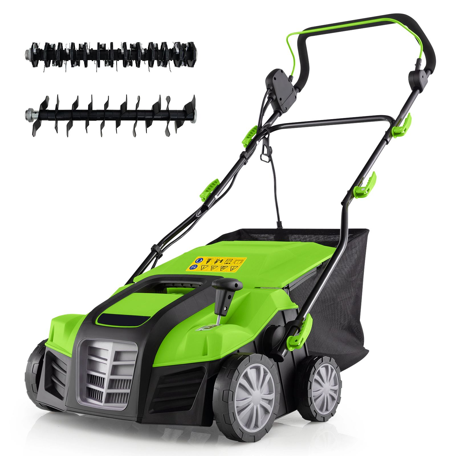 SUGIFT 16 Electric Lawn Dethatcher 15 Amp Scarifier with 14.5 Gallon Bag