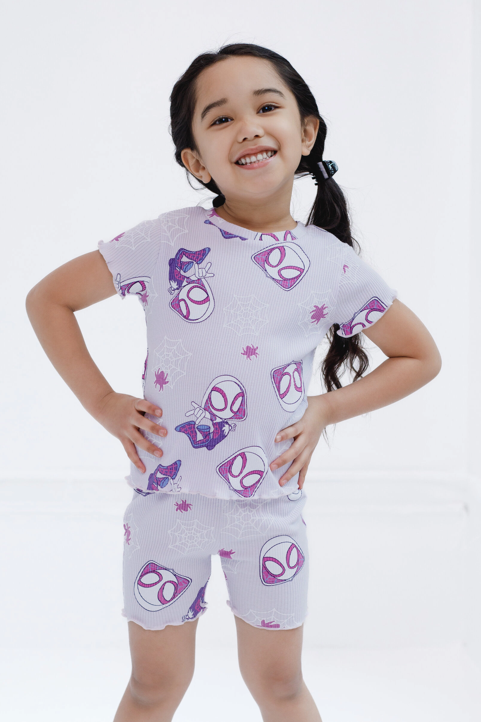 Marvel Spidey and His Amazing Friends Ghost-Spider Girls' 2-Piece Tee Bike Shorts Set