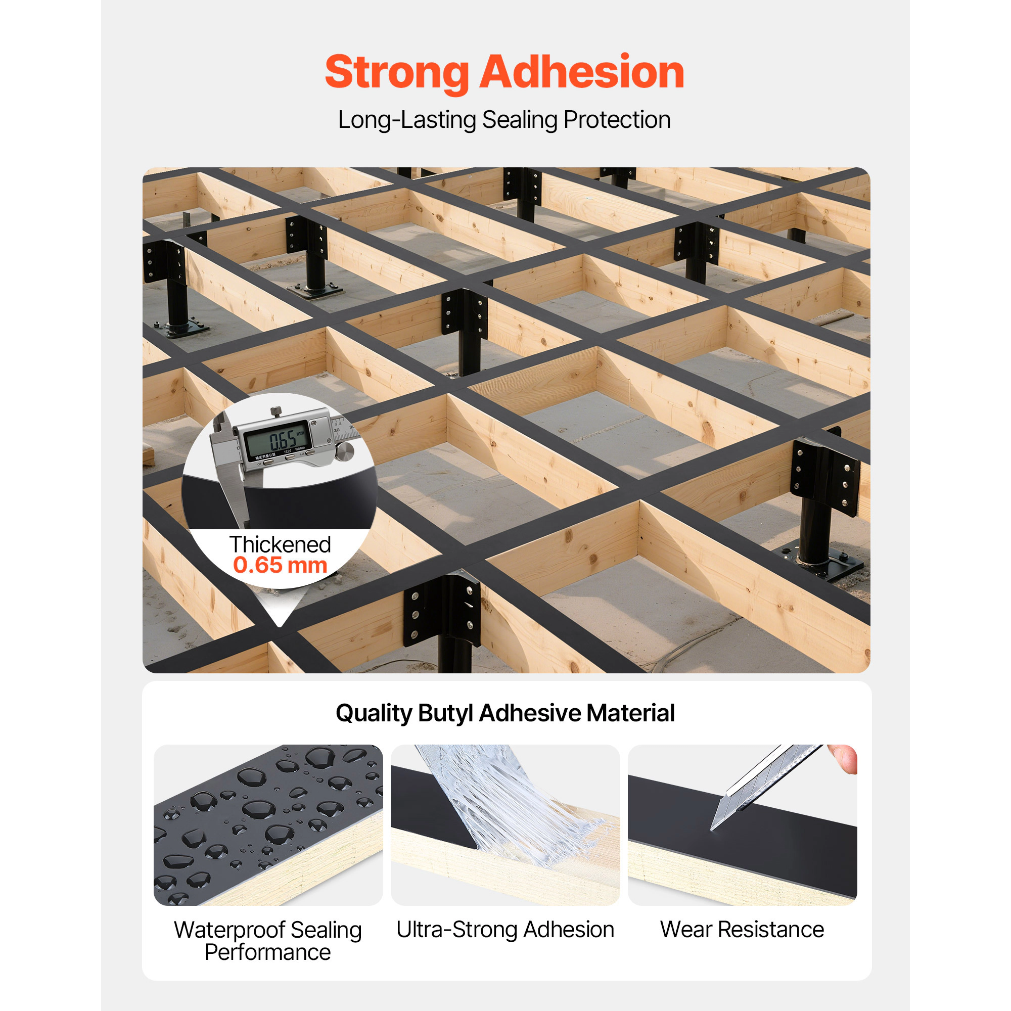 HONGGE Waterproof and Weather-Resistant Tape for Black