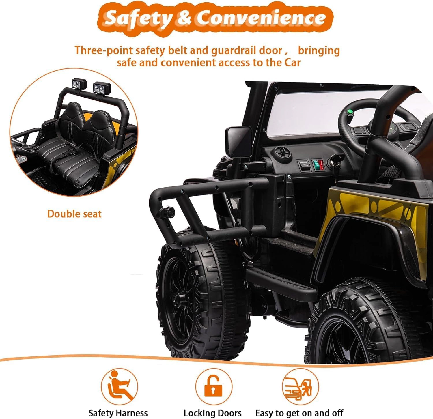 Enjyam 24V 2-Seater Kids Ride On Truck, 4WD Electric Car w/Remote, 4×55W Motors, Suspension, LED Lights, Music