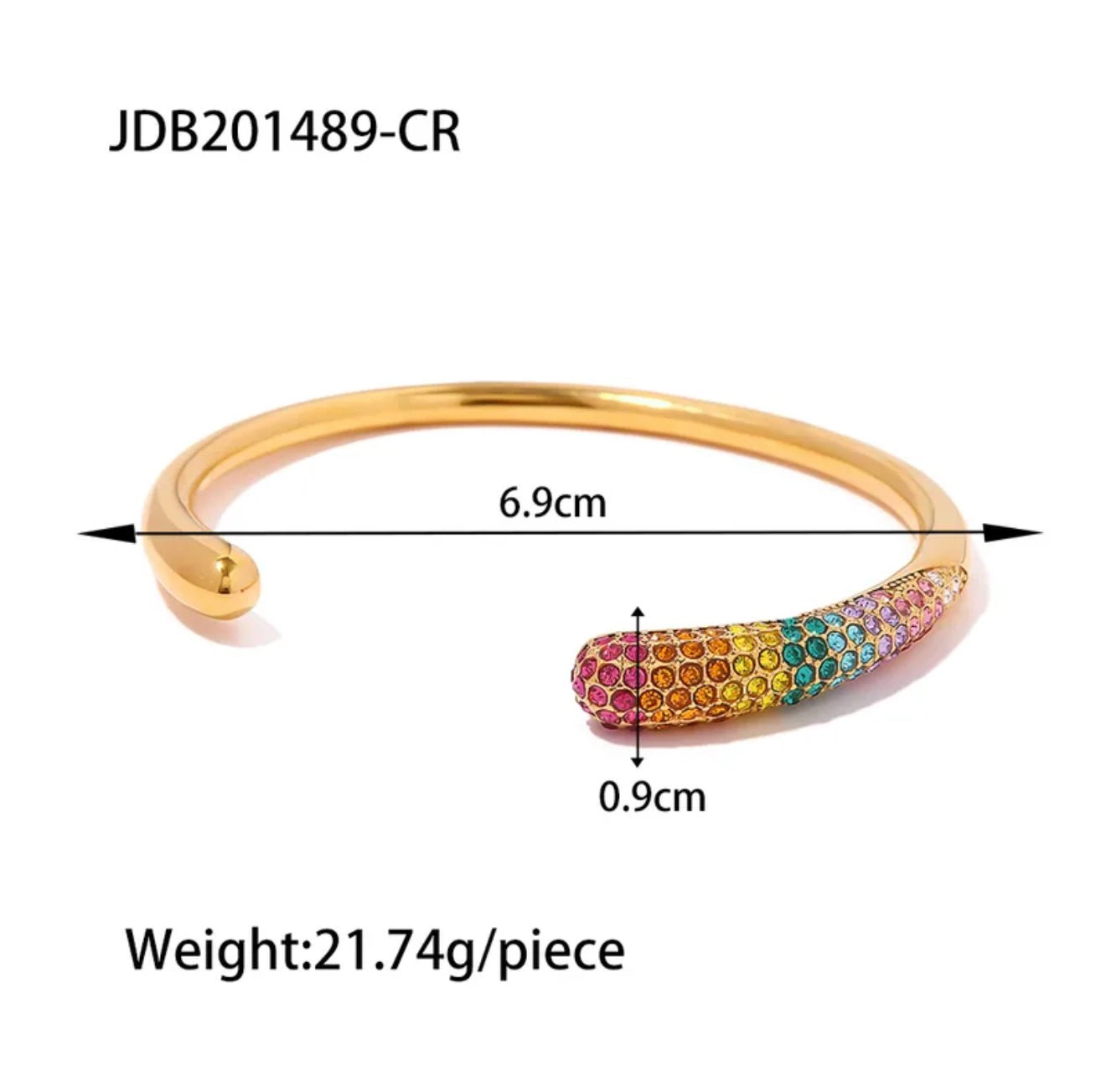 DressAtR Women's Circle Rhinestone 18K Gold Plated Bangle