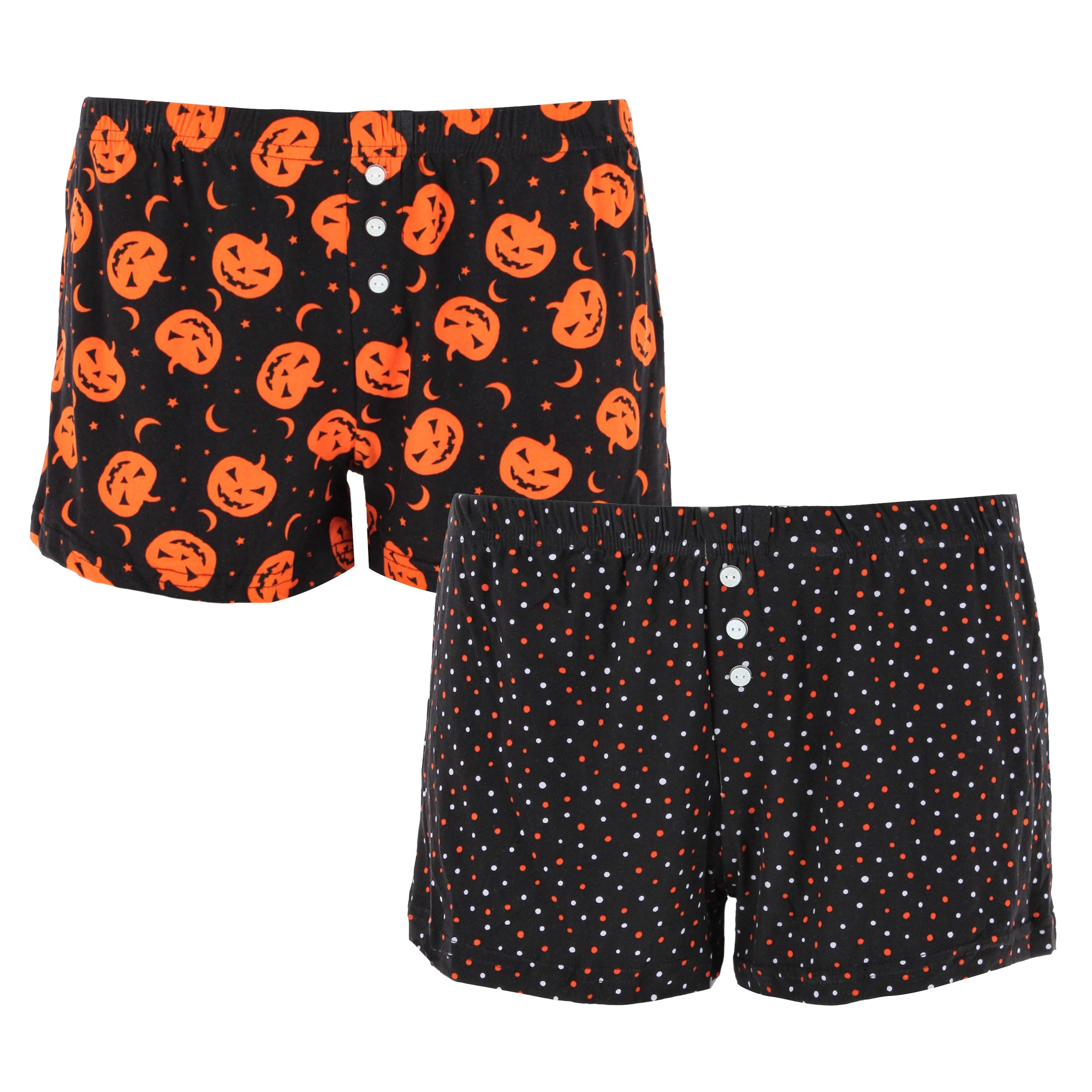 CTM Women's Halloween Jack-O-Lantern 2 Pack Pajama Shorts by Weekending