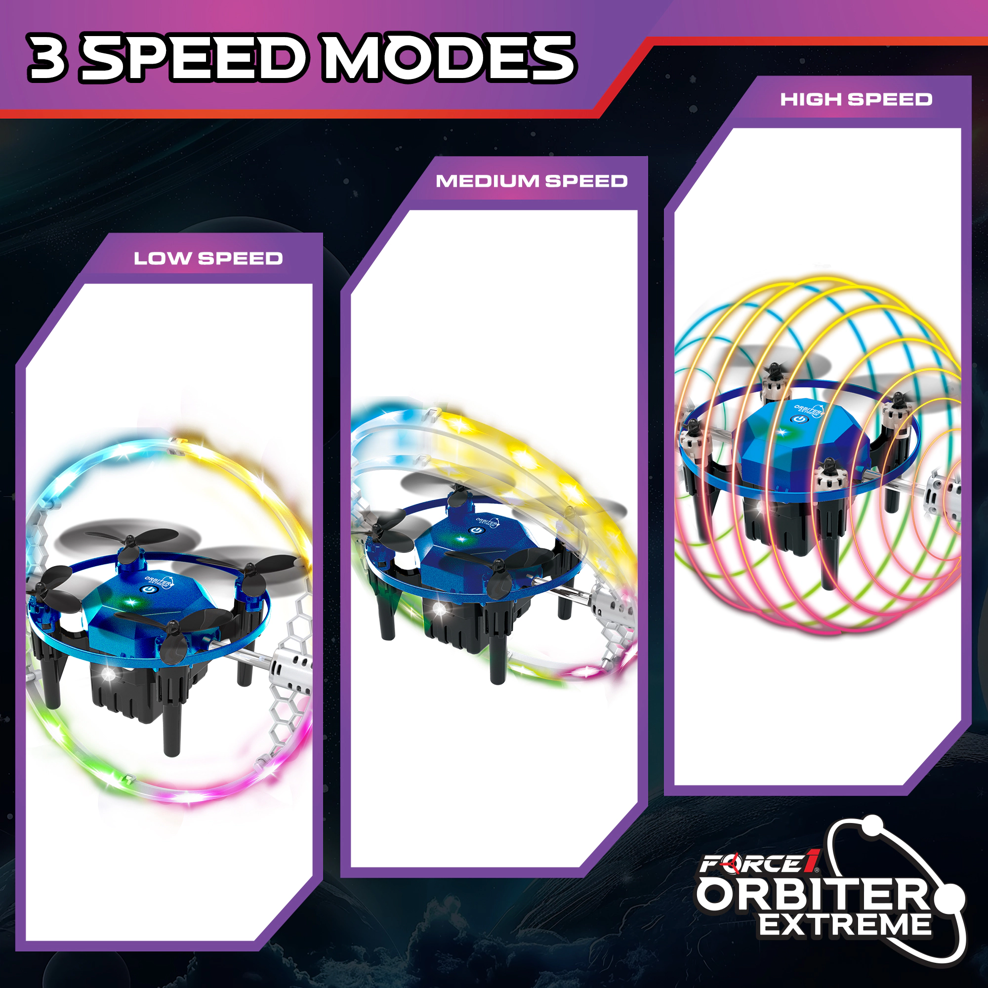 Force1 Obiter Extreme RC Aerial Drone with 360 Spins, Stunts, Bright LEDs, Brushless Motors, Toy for Kids & Adults