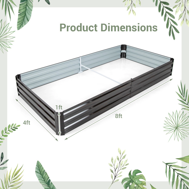 Hivvago Large Outdoor Metal Planter Box For Vegetable Fruit Herb Flower-Coffee