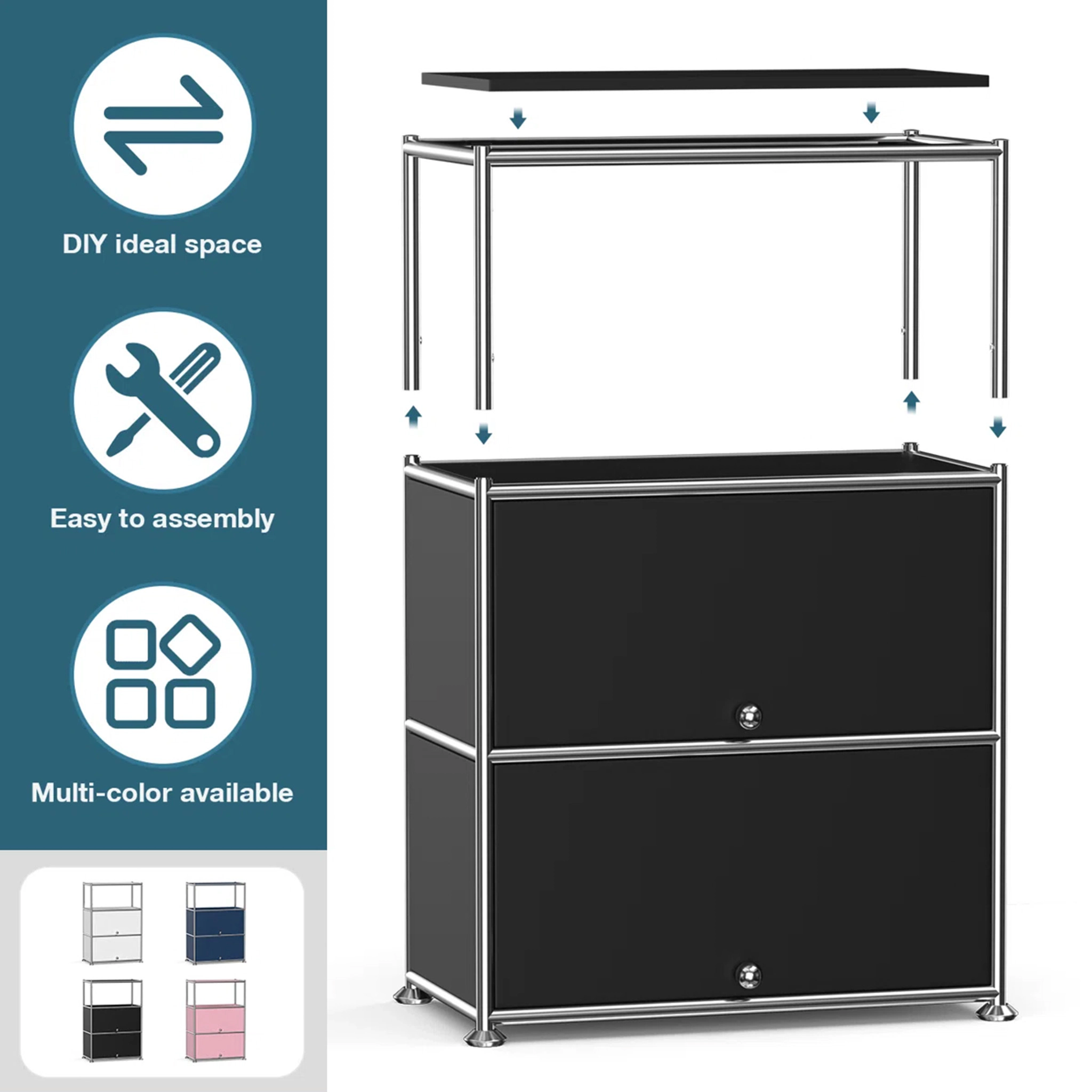 MEGA CASA Modern Modular Metal Storage Cabinet with Shelves