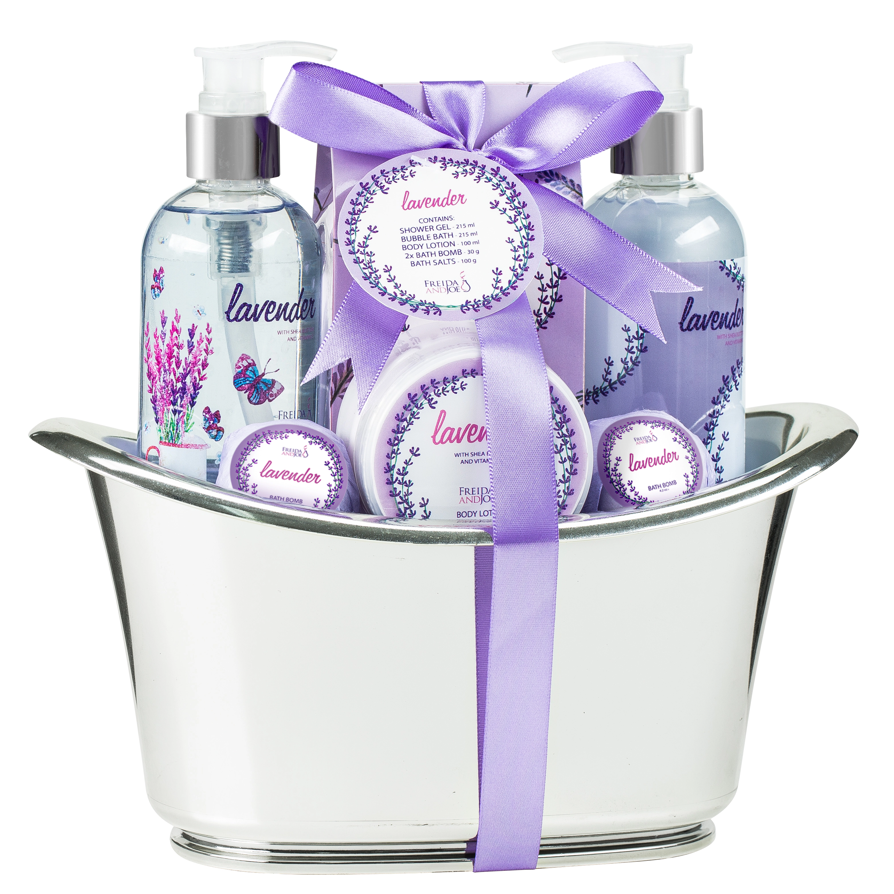 Freida and Joe Womens Lavender Bath & Body Spa Gift Set Tub