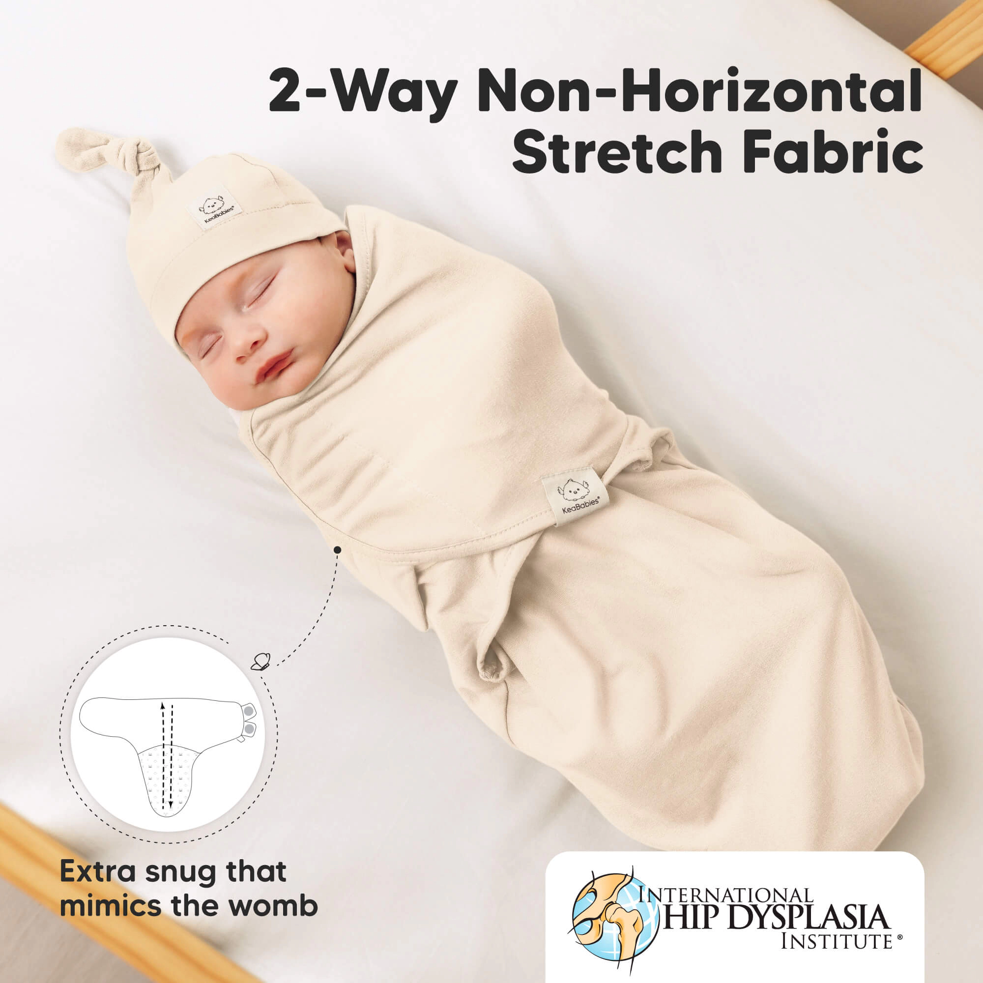 KeaBabies 3-Pack Soothe Swaddle Wraps with Knot Hats