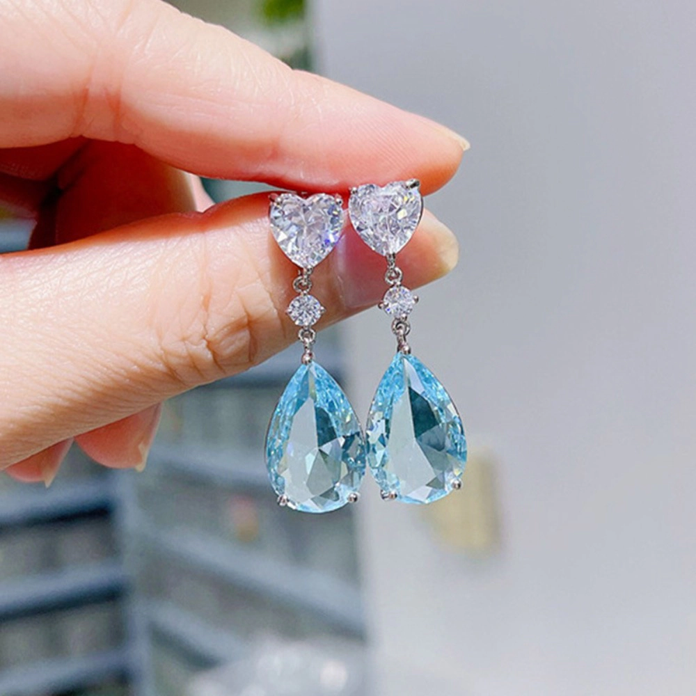Elegant Heart Zirconia Drop Earrings for Women