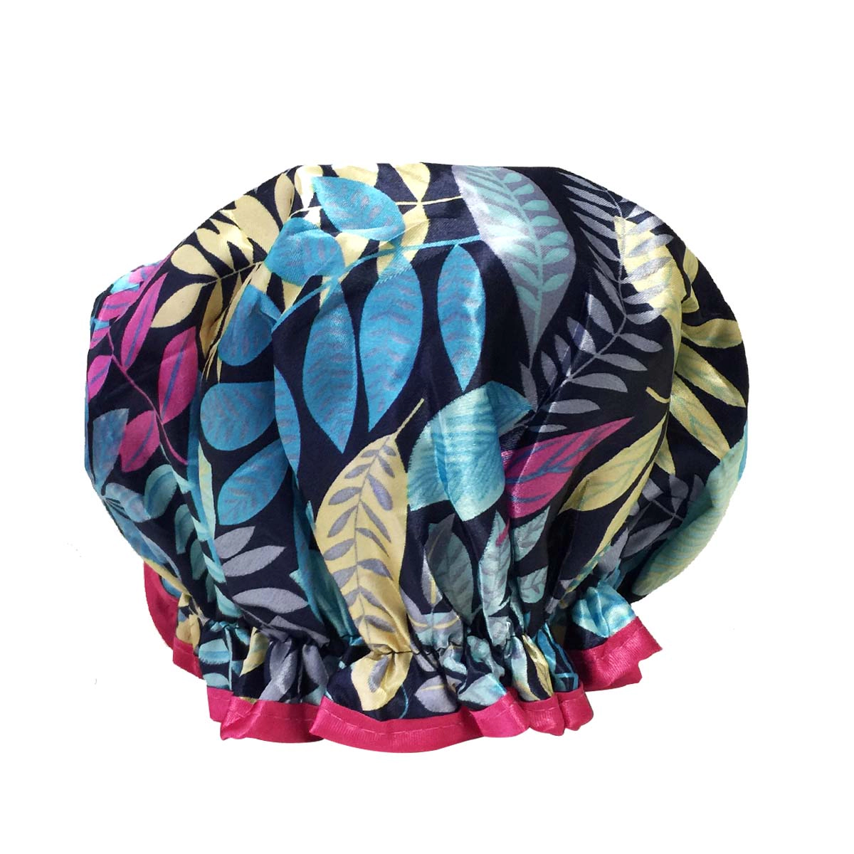 Wrapables Women's Trendy Satin Shower Cap, Twilight Leaves