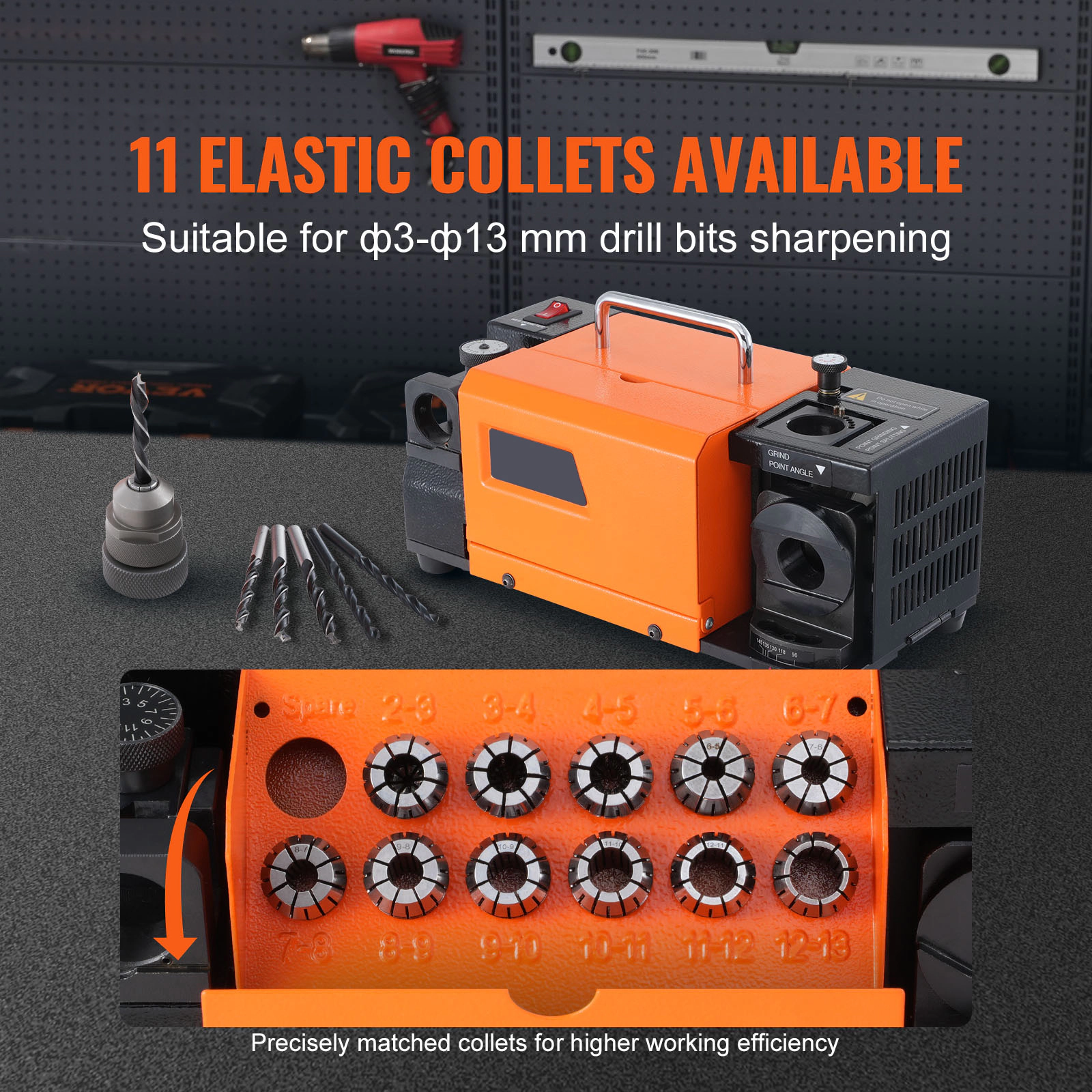 HONGGE Drill Bits Sharpener, Grinder Sharpener, Point Angle Adjustable Drill Bit Re-Sharpener