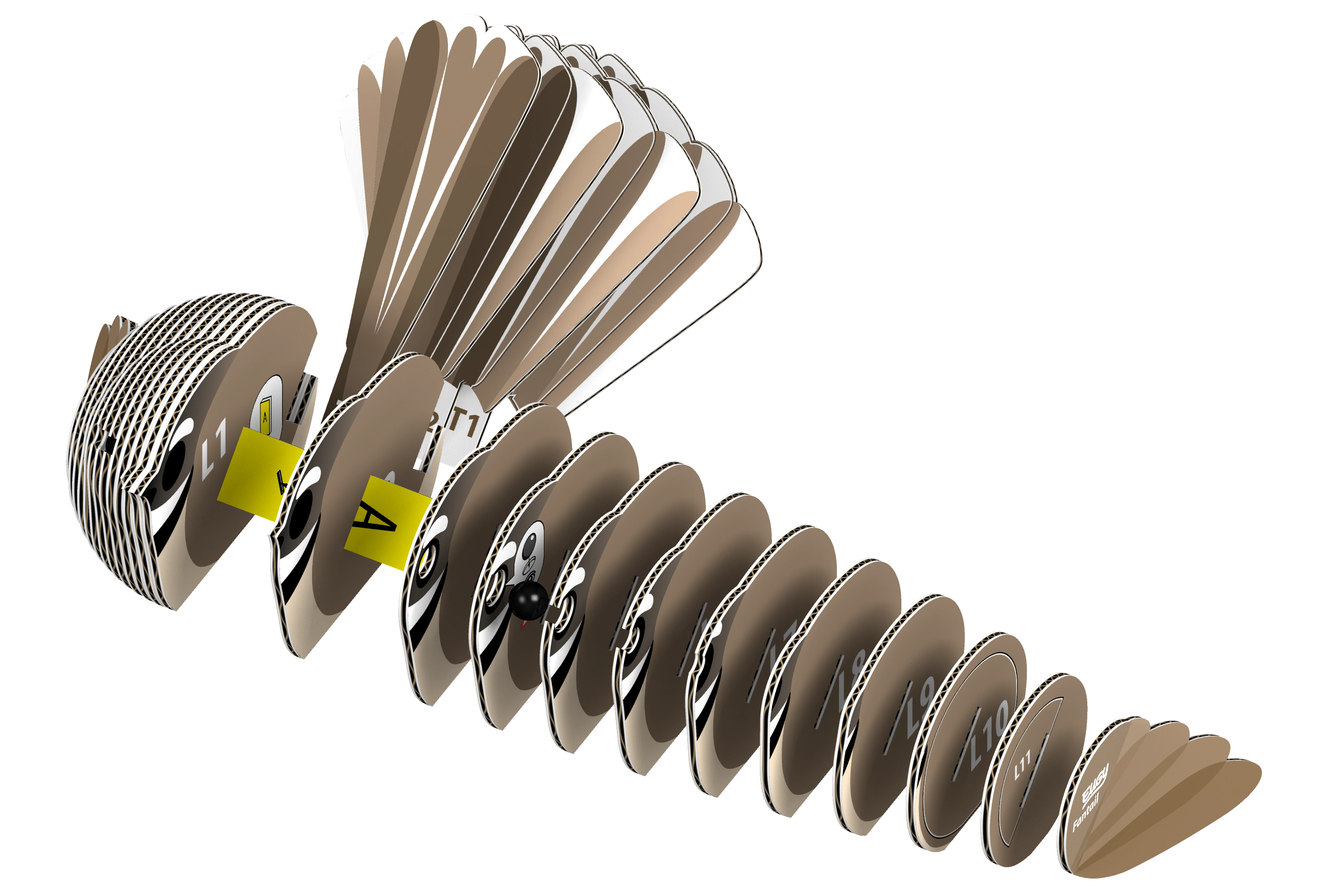 EUGY Fantail 3D Puzzle - contains 27 puzzle pieces