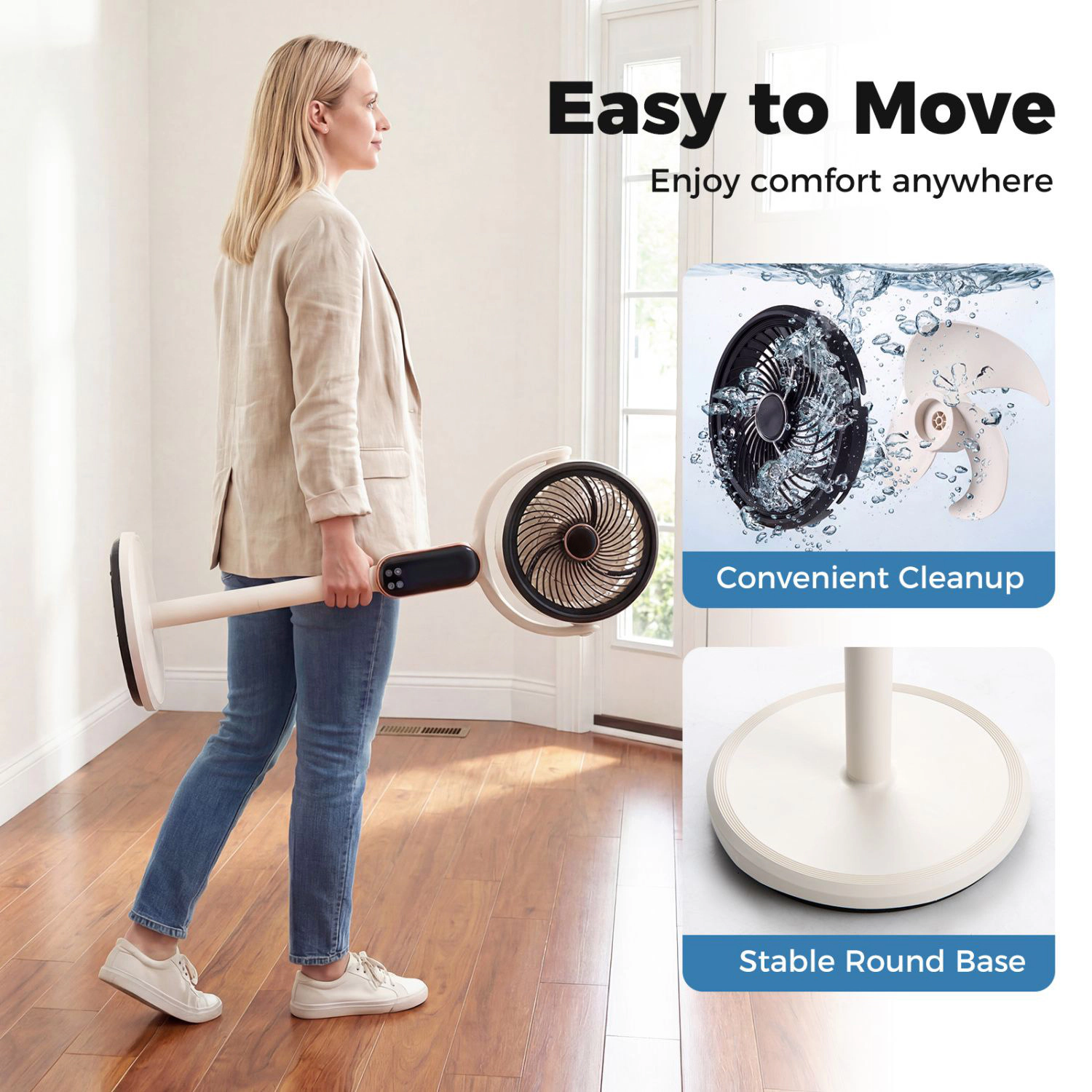 SlickBlue Adjustable Pedestal Fan with 900 CFM Powerful Airflow and Remote Control