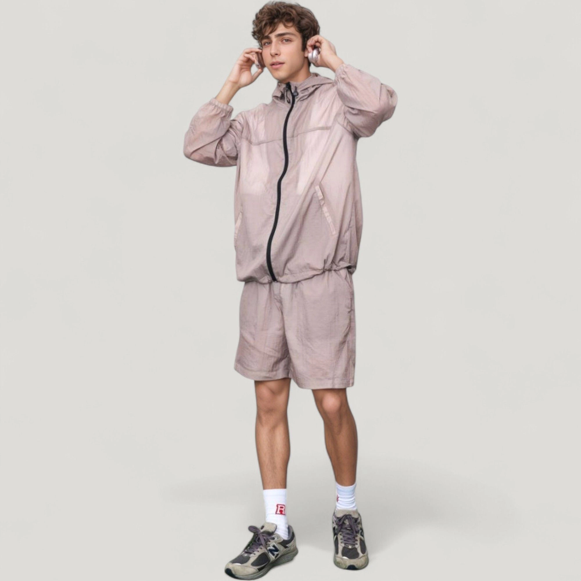 Anna-Kaci Men's Hooded Zip-Up Sun Protection Jacket with Lightweight Design and Relaxed Fit