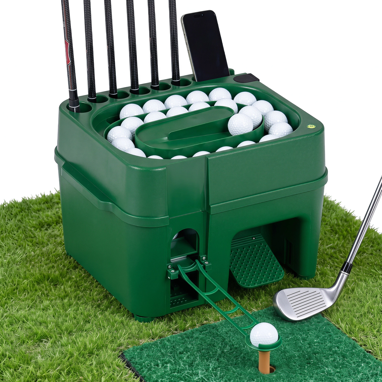 LJG Golf Ball Dispenser 6-Club Holder & 50-Ball Capacity for Beginner Advanced Golfer