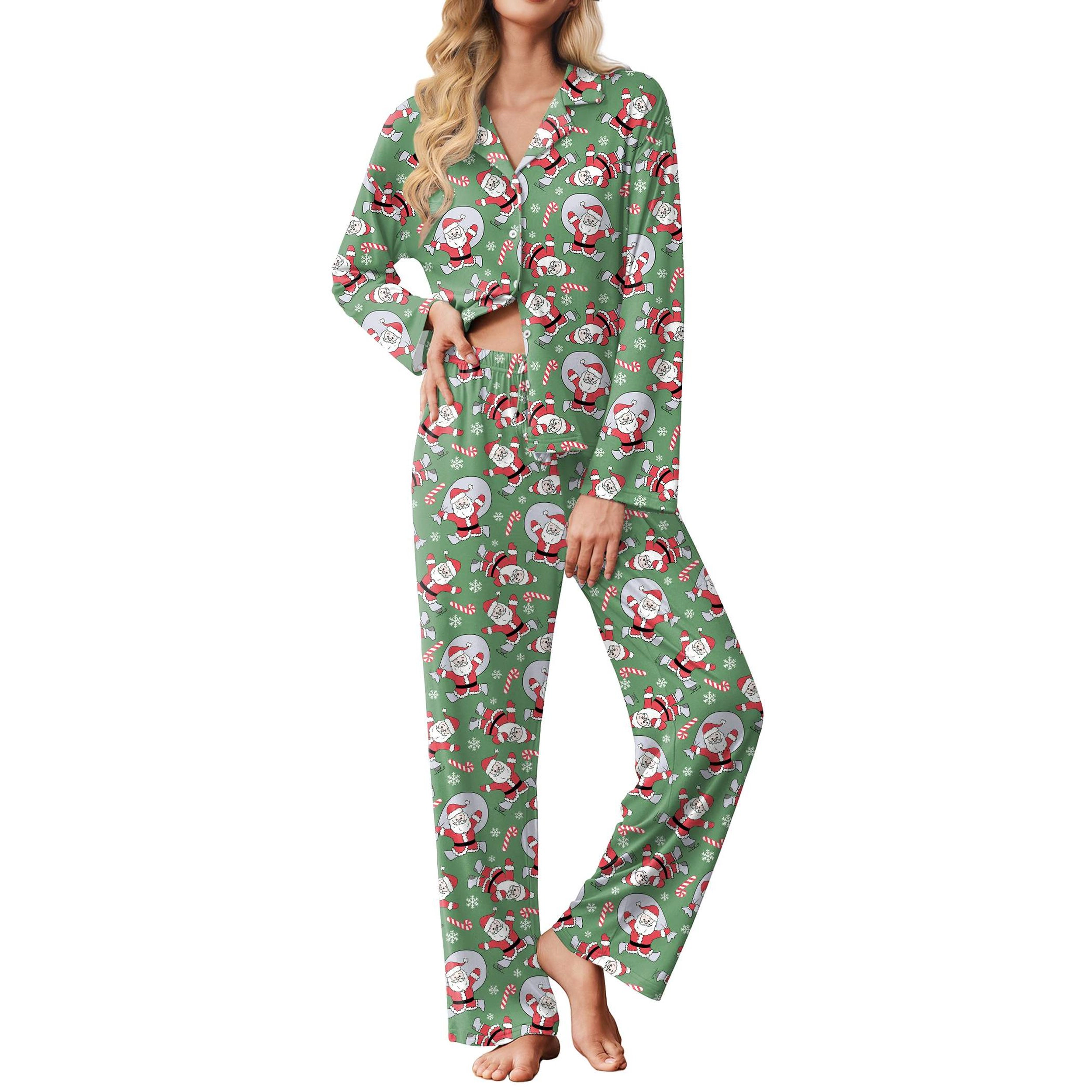 Ekouaer Womens Pajamas Set Long Sleeve Sleepwear Button Down Two Piece with Pants