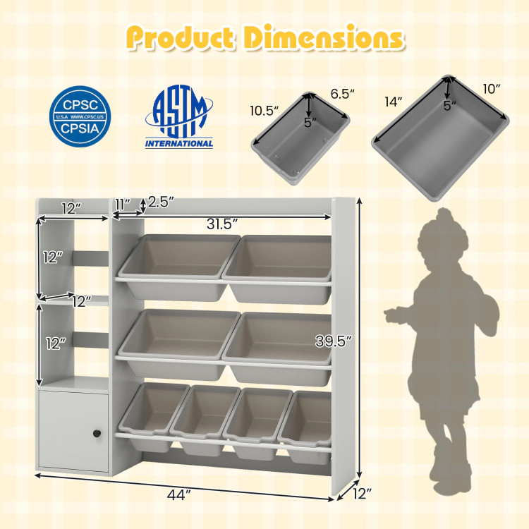 Hivvago Kids Toy Storage and Bookshelf with Open Shelves Single-door Cabinet