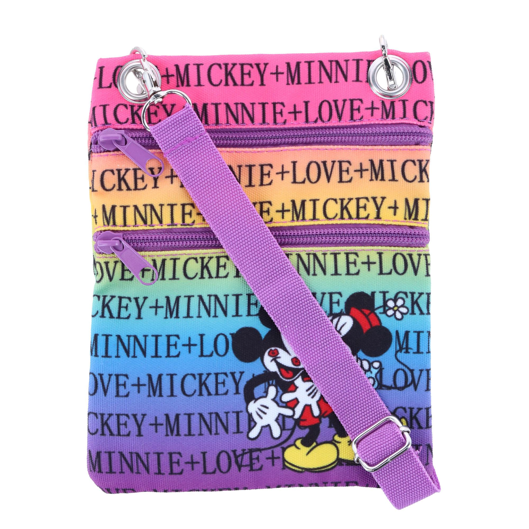 Jerry Leigh Disney Mickey and Minnie Mouse Rainbow Passport Crossbody Bag