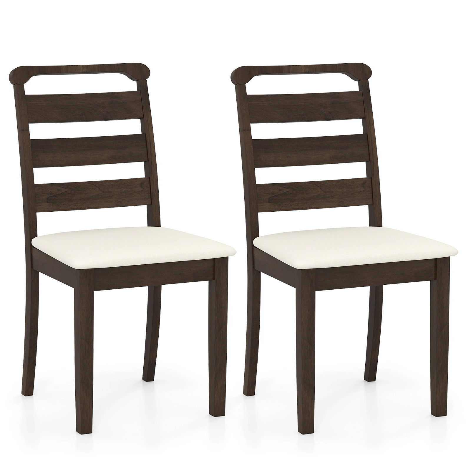 SUGIFT Deformation-Resistant Polyester Upholstered Wooden Dining Chair Set of 2 400-lb Capacity Walnut+White