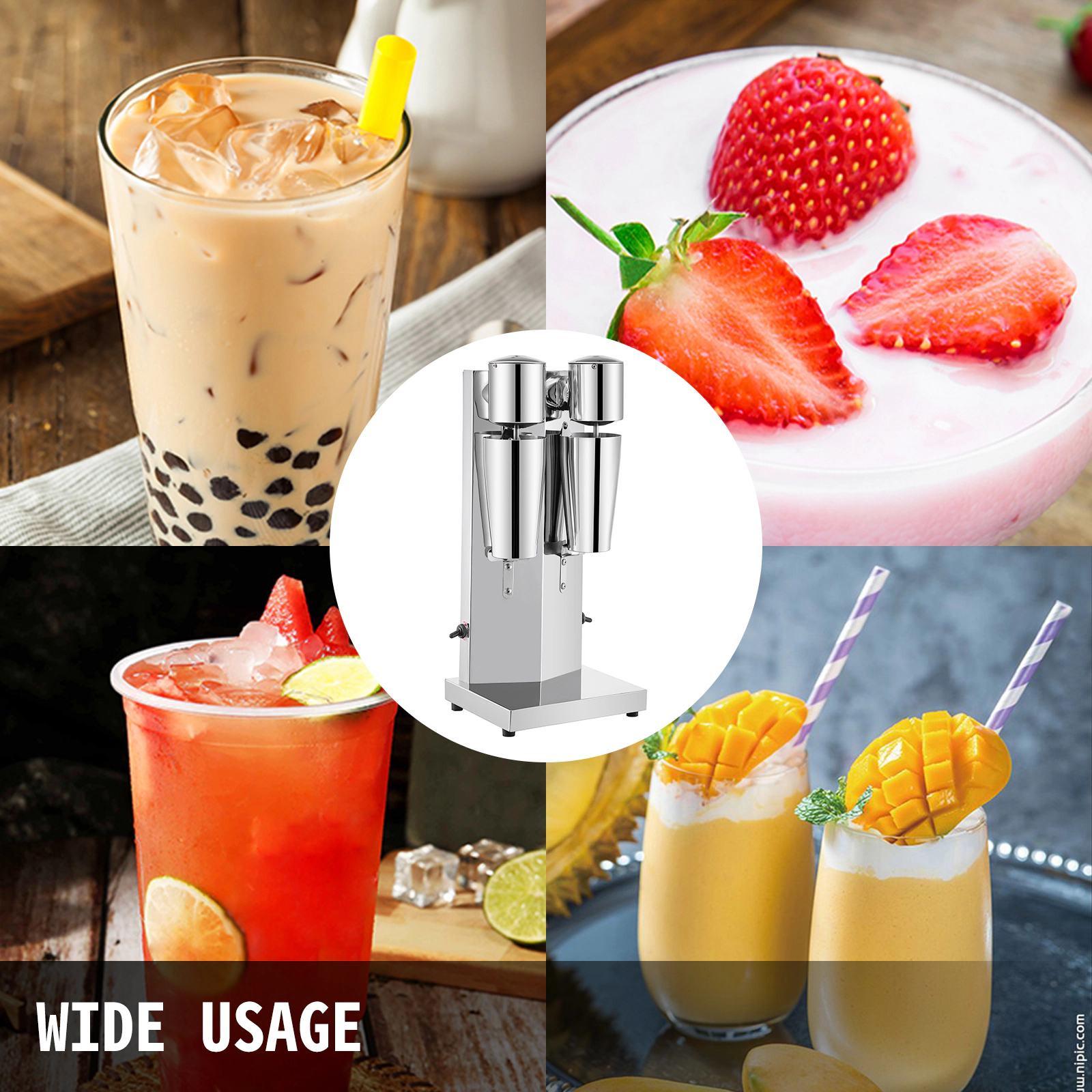 HONGGE Electric Milkshake Maker Kit with 800ml Cup, 2 Speed Adjustable, Stainless Steel