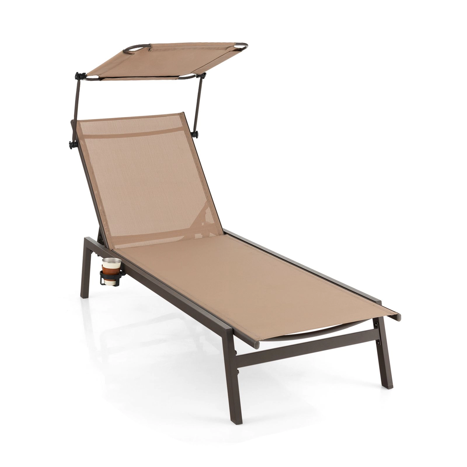 SlickBlue Reclining Patio Lounger with 6 Position Backrest and Breathable Fabric