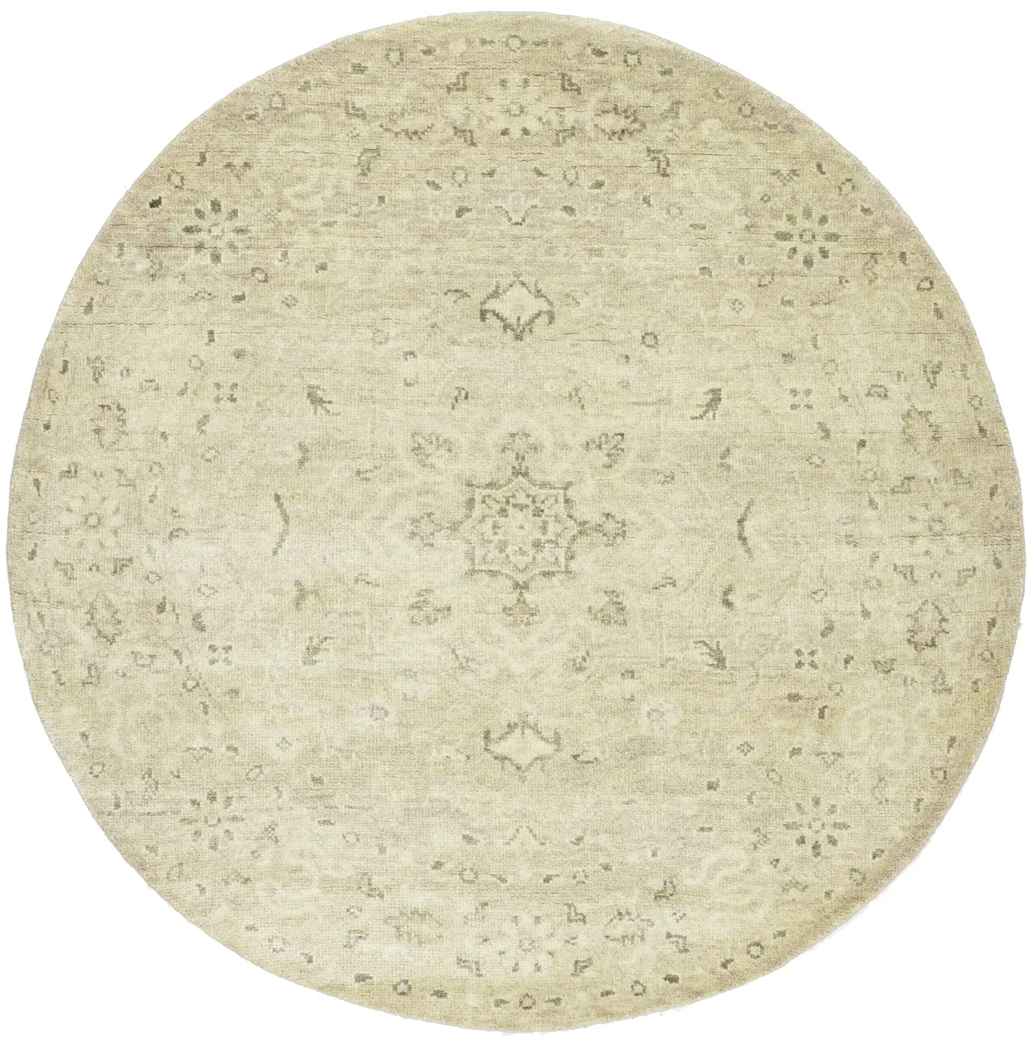 Magic Rugs Muted Pinkish Beige Floral 6X6 Transitional Oriental Round Rug