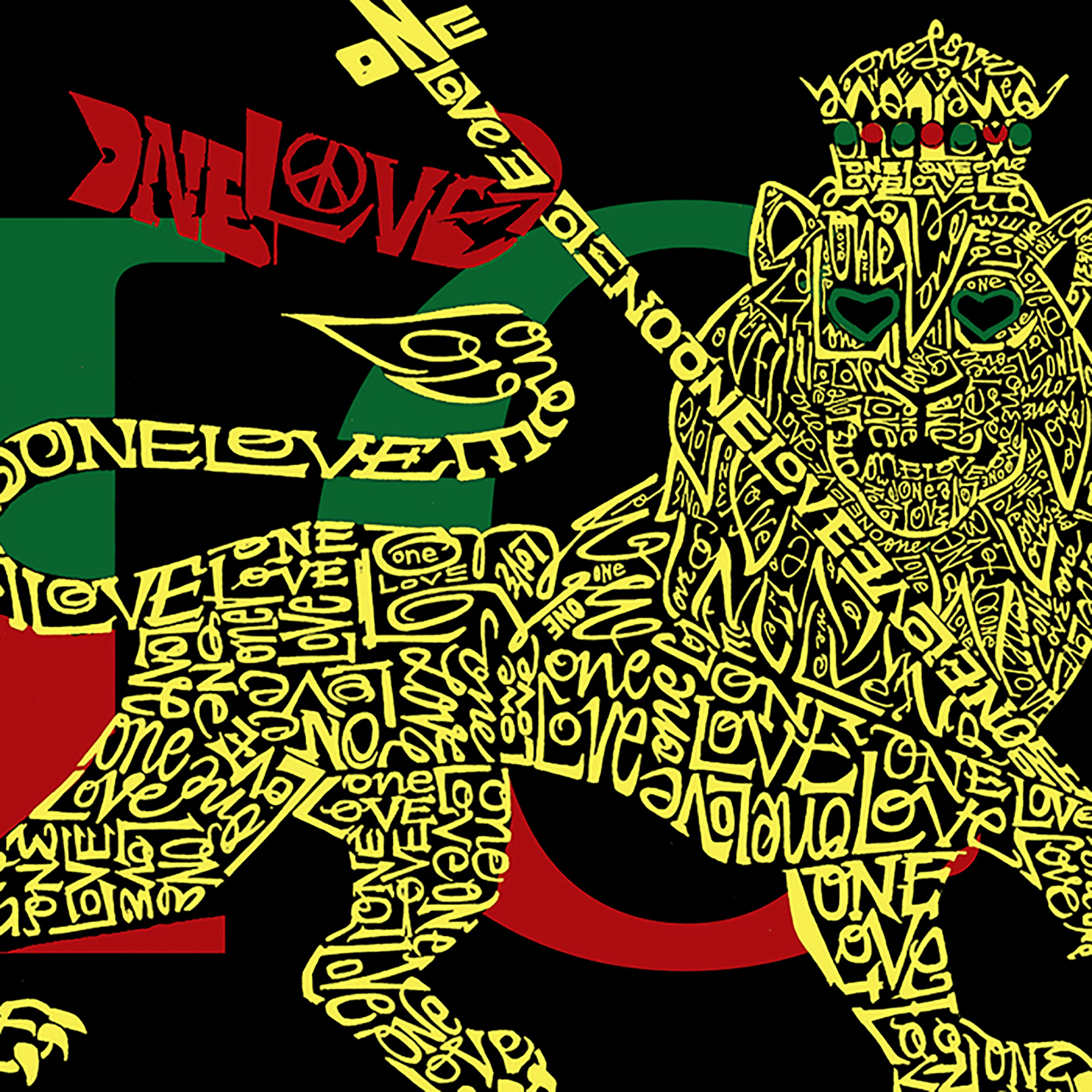 LA Pop Art Zion - One Love Men's Word Hooded Sweatshirt