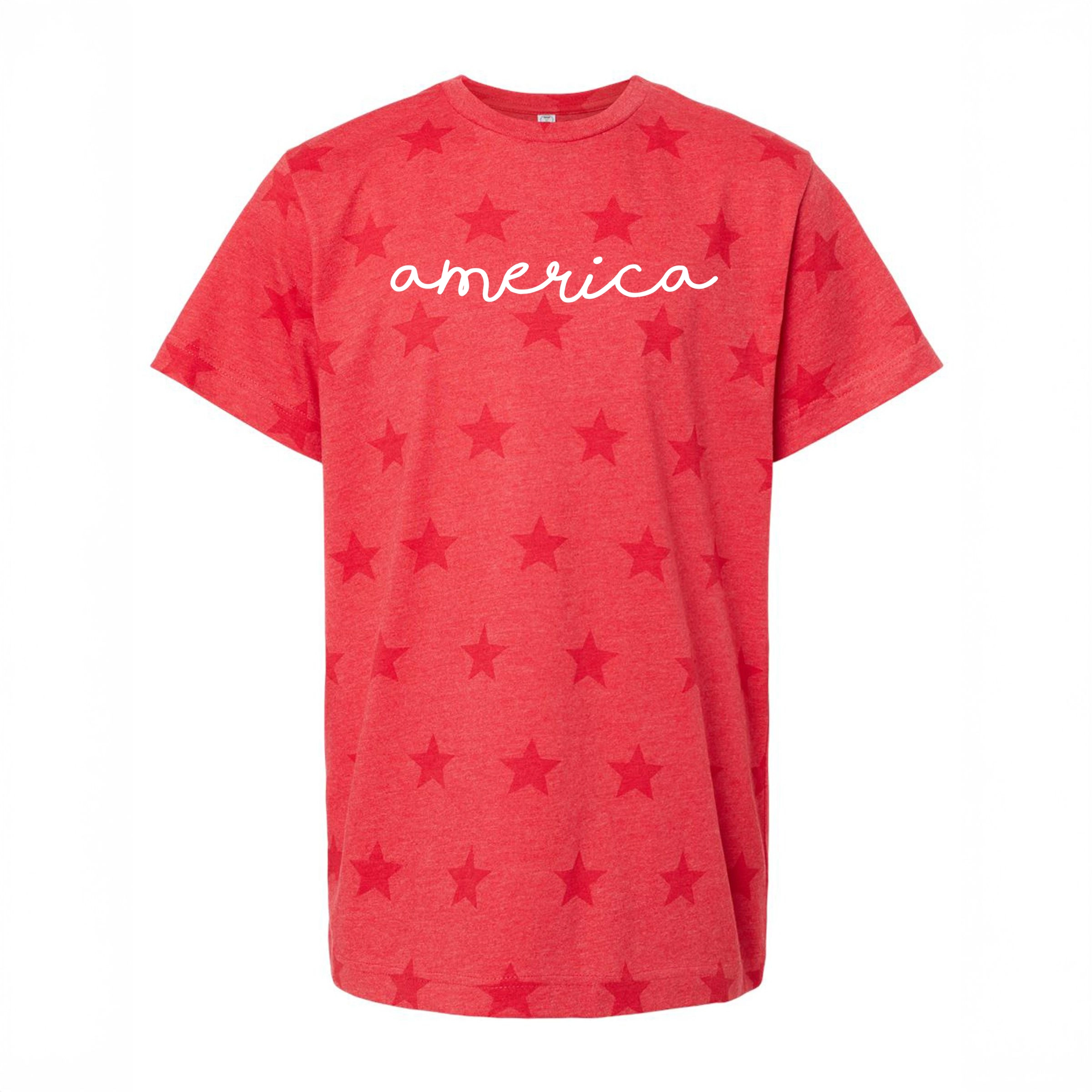 The Juniper Shop - America Cursive Youth Short Sleeve Star Tee