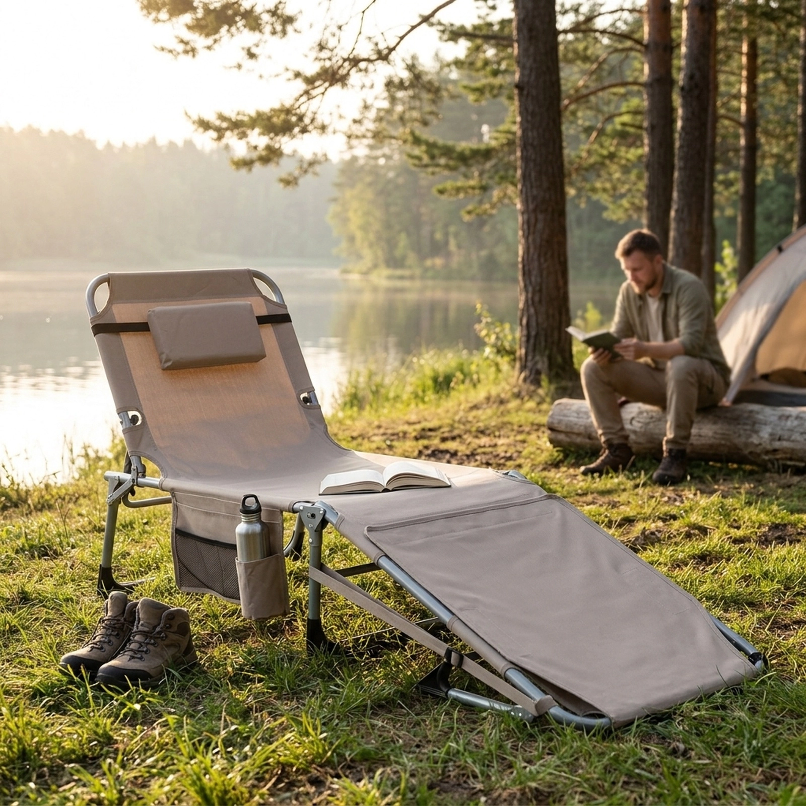 Portable Sunbathing Chair with Face Hole and Arm Openings Folding Beach Lounge Chair Sand