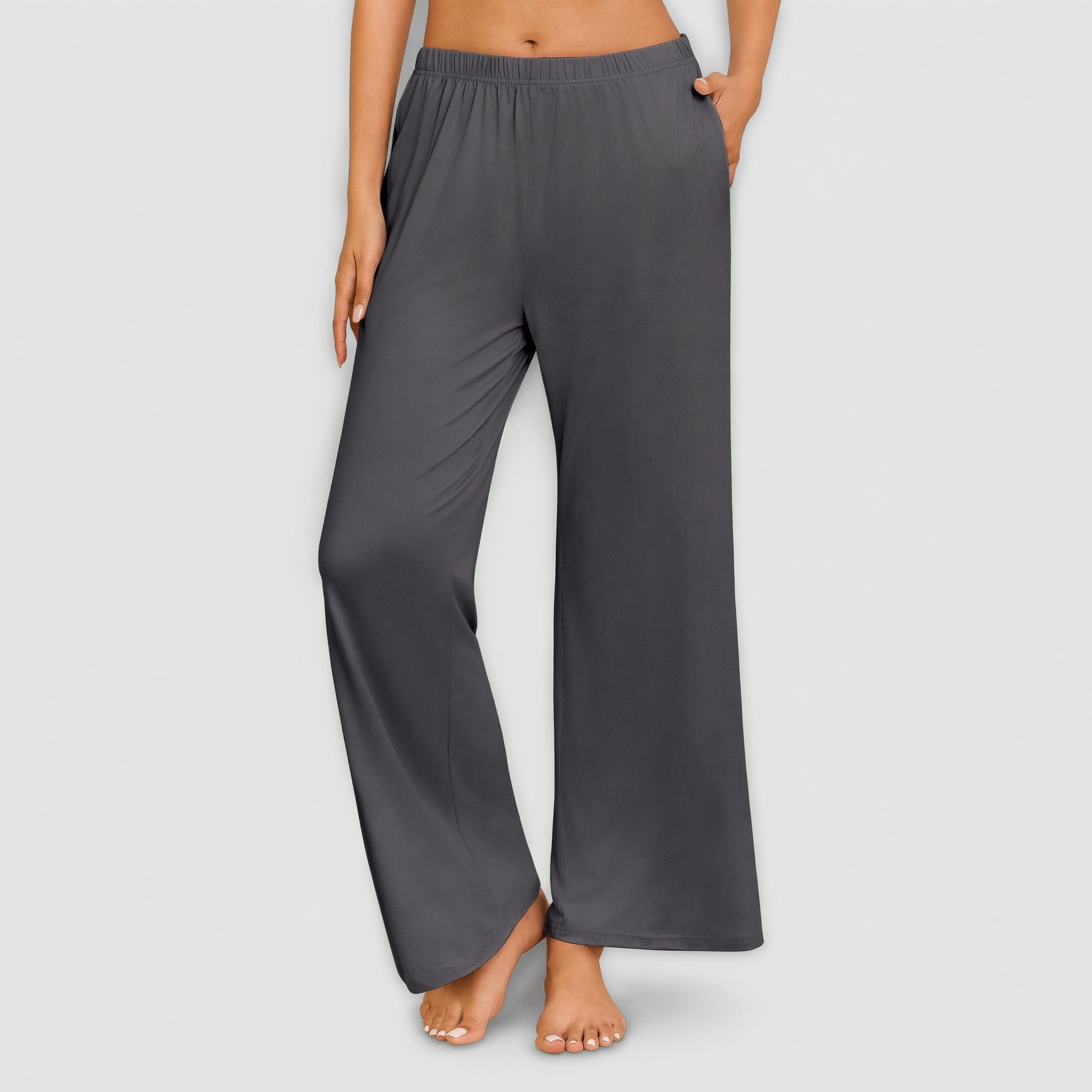 Ekouaer Pajama Pants Soft Comfy Bottoms Casual Stretch Wide Leg with Pockets