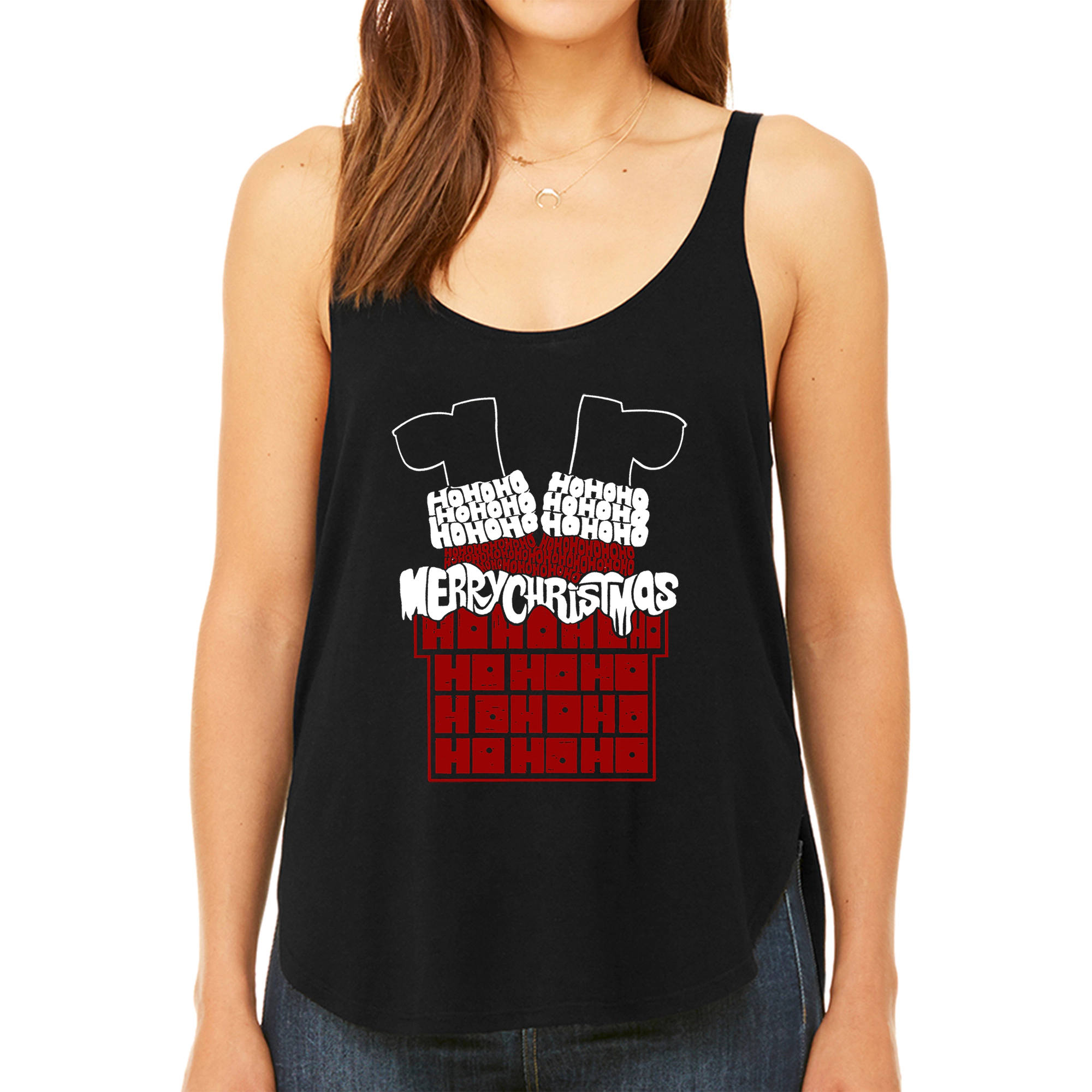 LA Pop Art Women's Premium Word Flowy Tank - Chimney Santa