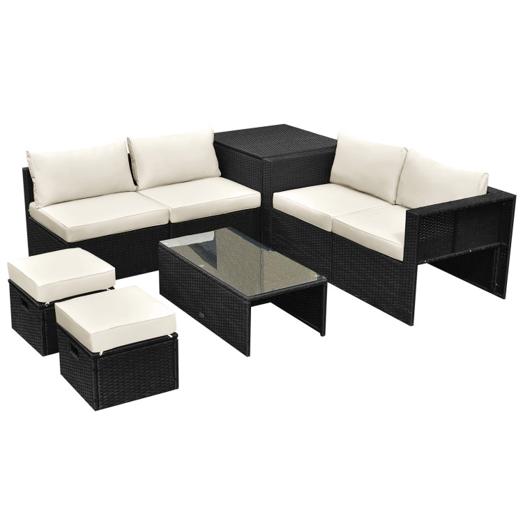 Hivvago 8 Pieces Patio Furniture Set With Storage Box And Waterproof Cover