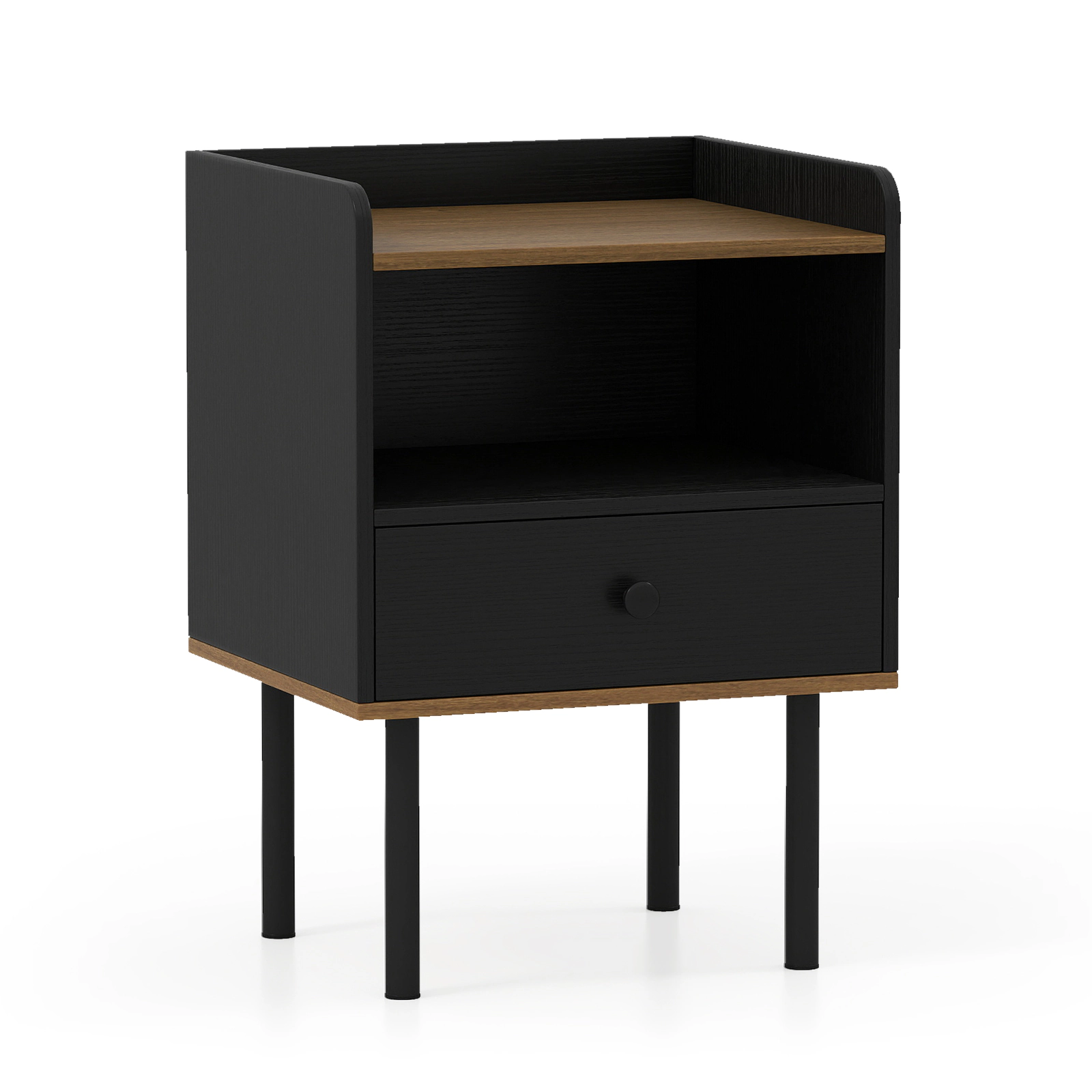 SlickBlue Modern Bedside Table with Drawer and Storage Shelf