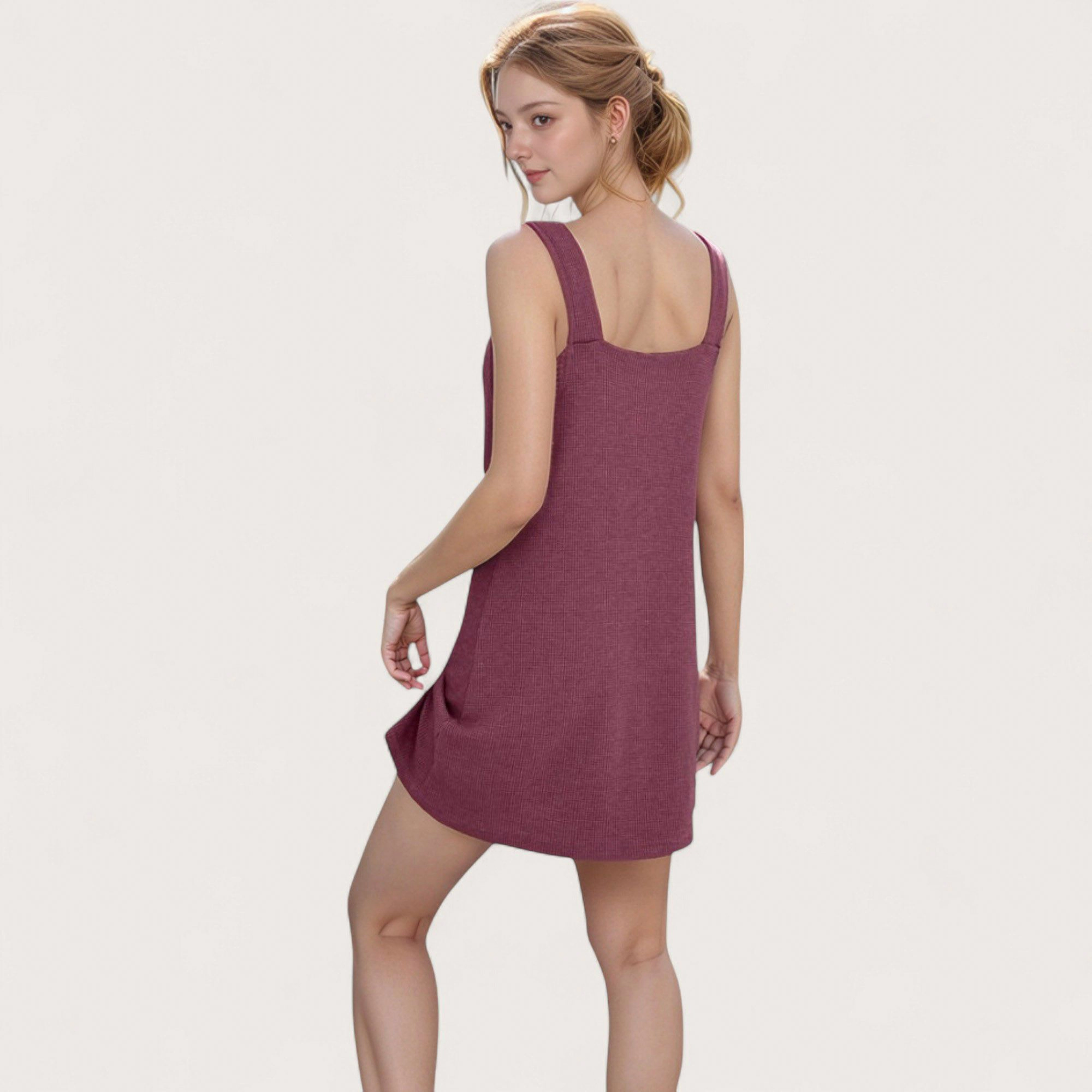 Anna-Kaci Women's Sleeveless V-Neck Ribbed Knit Mini Jumper Dress - A-Line Layering